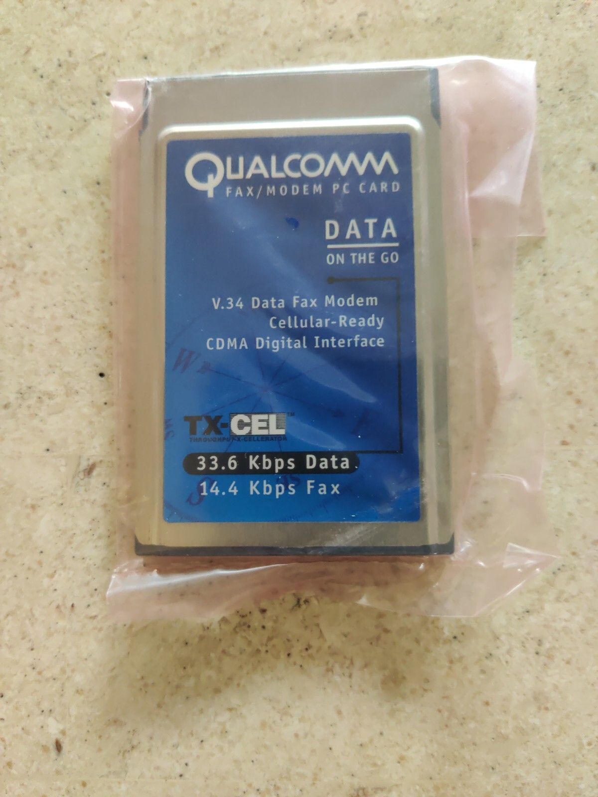 Qualcomm Data On The Go Fax/Modem PC Card 33.6 Kbps Retail Box NEW Open Box