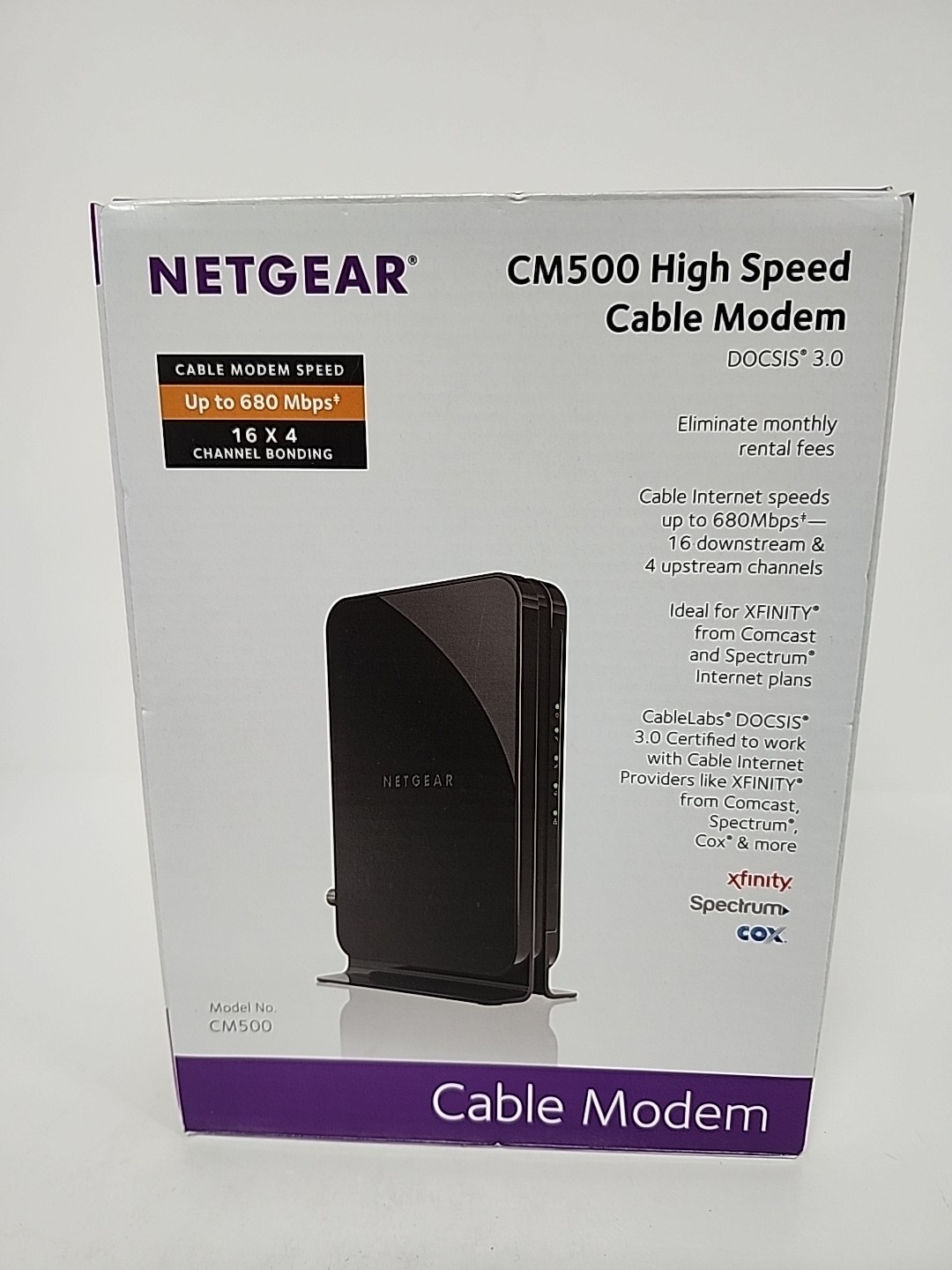 NETGEAR CM500 (CM500100NAS) Up To 680 Mbps – Black 16×4 Channel Bonding