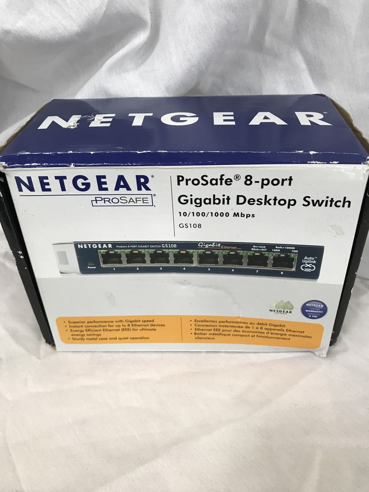Netgear GS108 ProSafe 8 Port Gigabit Desktop Switch 10/100/1000-mint Condition!
