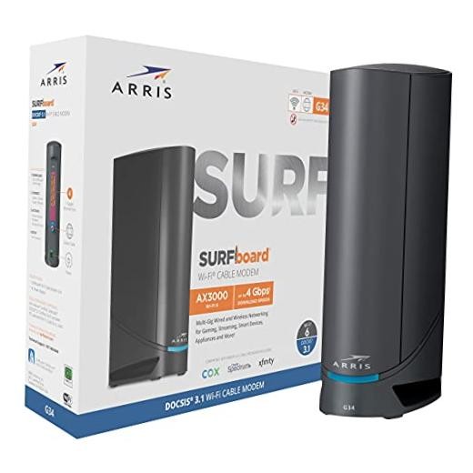 Surfboard G34 DOCSIS 3.1 Gigabit Cable Modem & AX3000 Wi DOCSIS 3.1 + AX3000