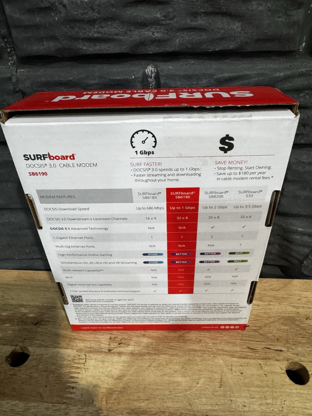 ARRIS SURFboard SB6190 DOCSIS 3.0 32 x 8 Gigabit Cable Modem (OPEN BOX)