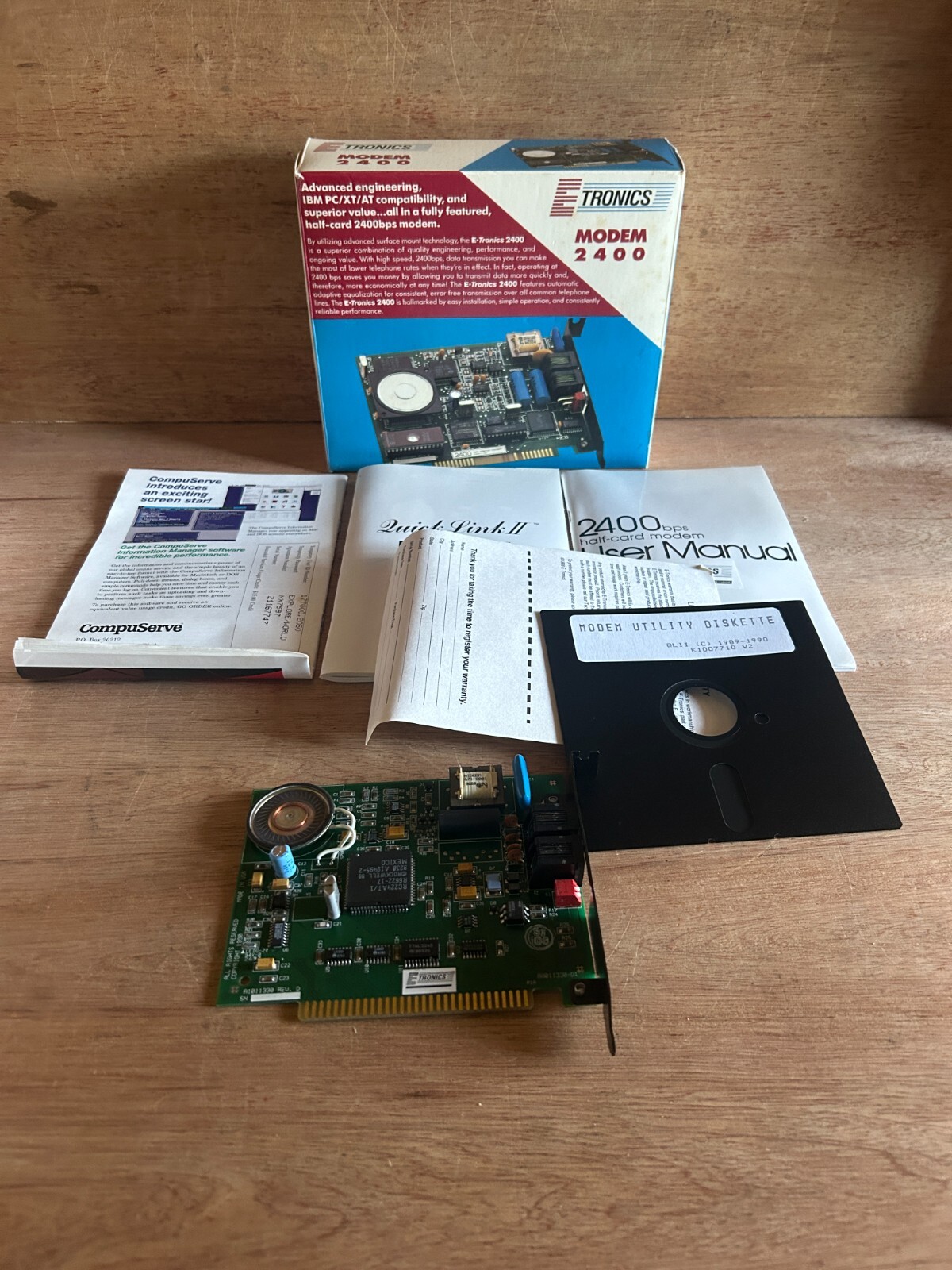 Etronics 2400 Internal Modem Half Card New Open Box USA Vintage Obsolete