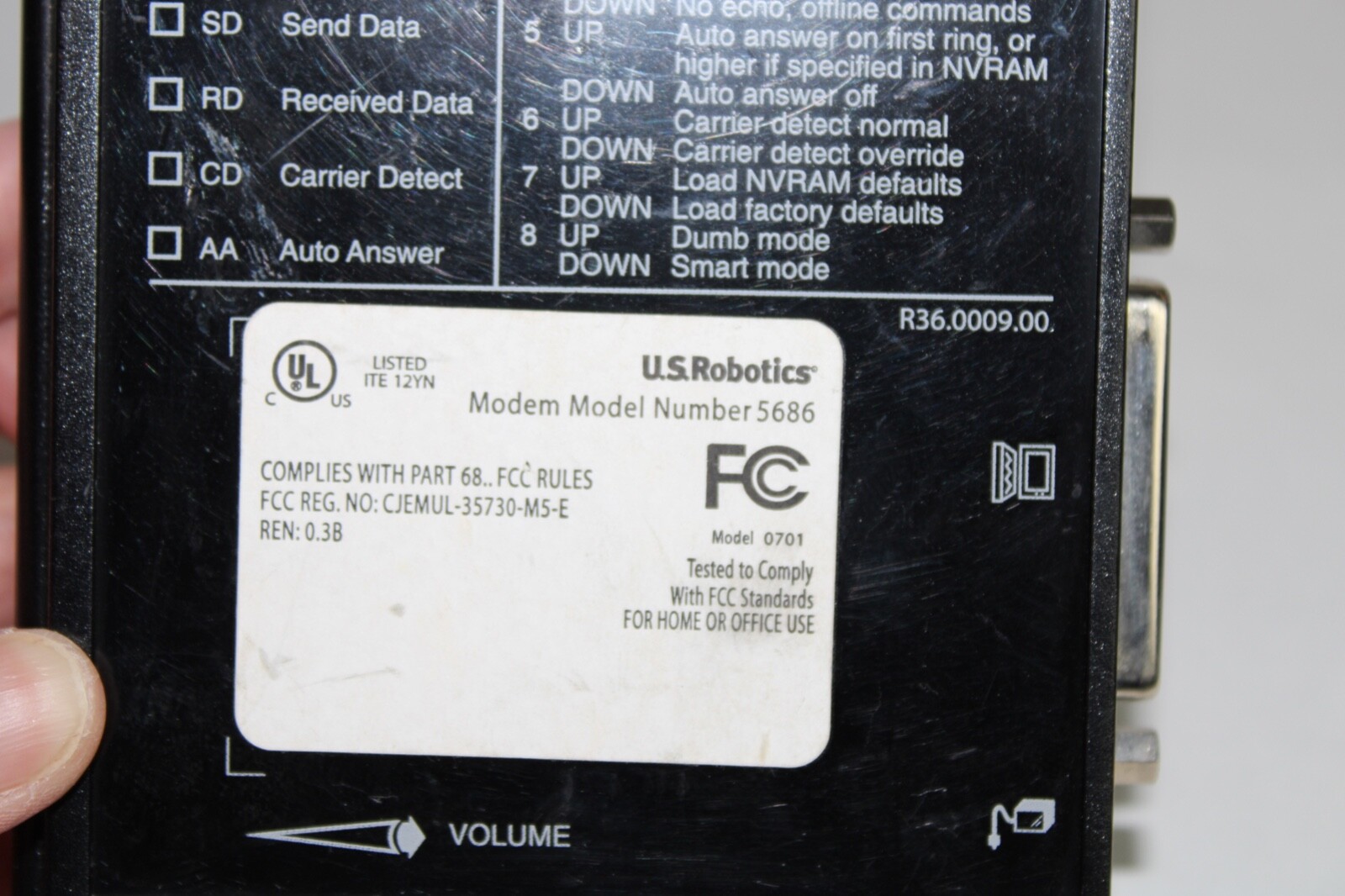 U.S. Robotics 56K V.92 Fax Modem USR5686E with Adapter Tested Working Mexico