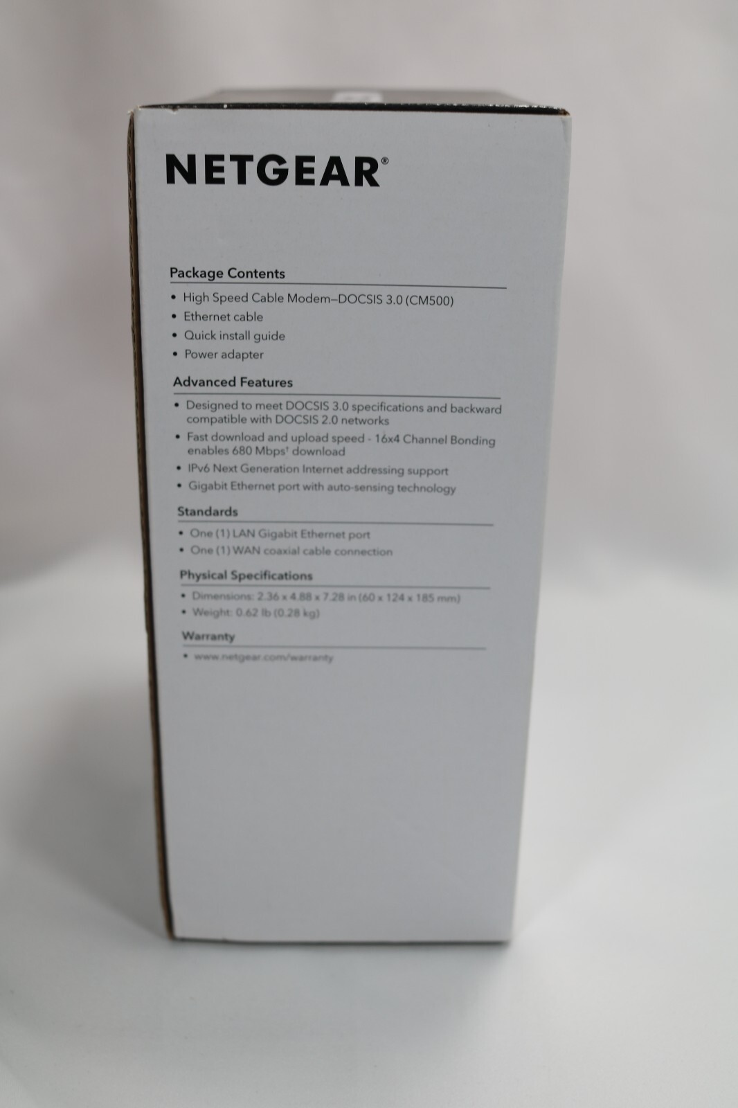 NETGEAR CM500 High Speed Cable Modem DOCSIS 3.0 (Open Box)