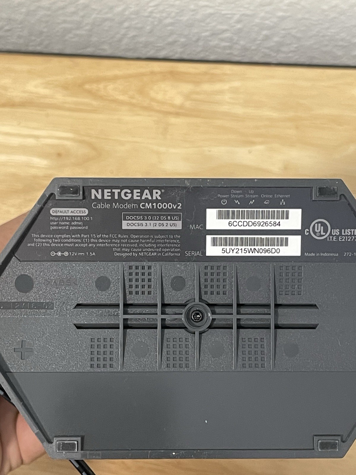 NETGEAR CM1000 V2 Ultra-High Speed Cable Modem DOCSIS 3.1 W/ Power Cord