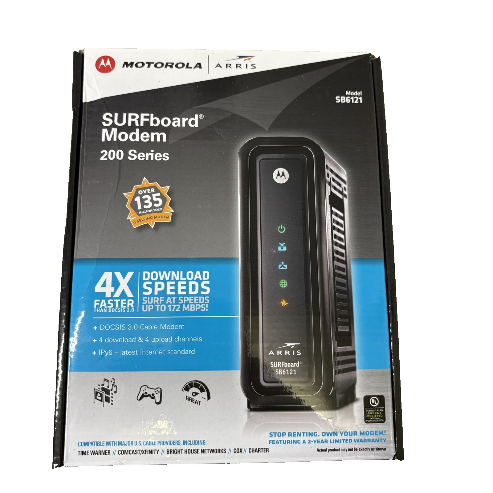 Motorola Arris SURFboard SB6121 DOCSIS 3.0 Cable Modem High Speed Ethernet
