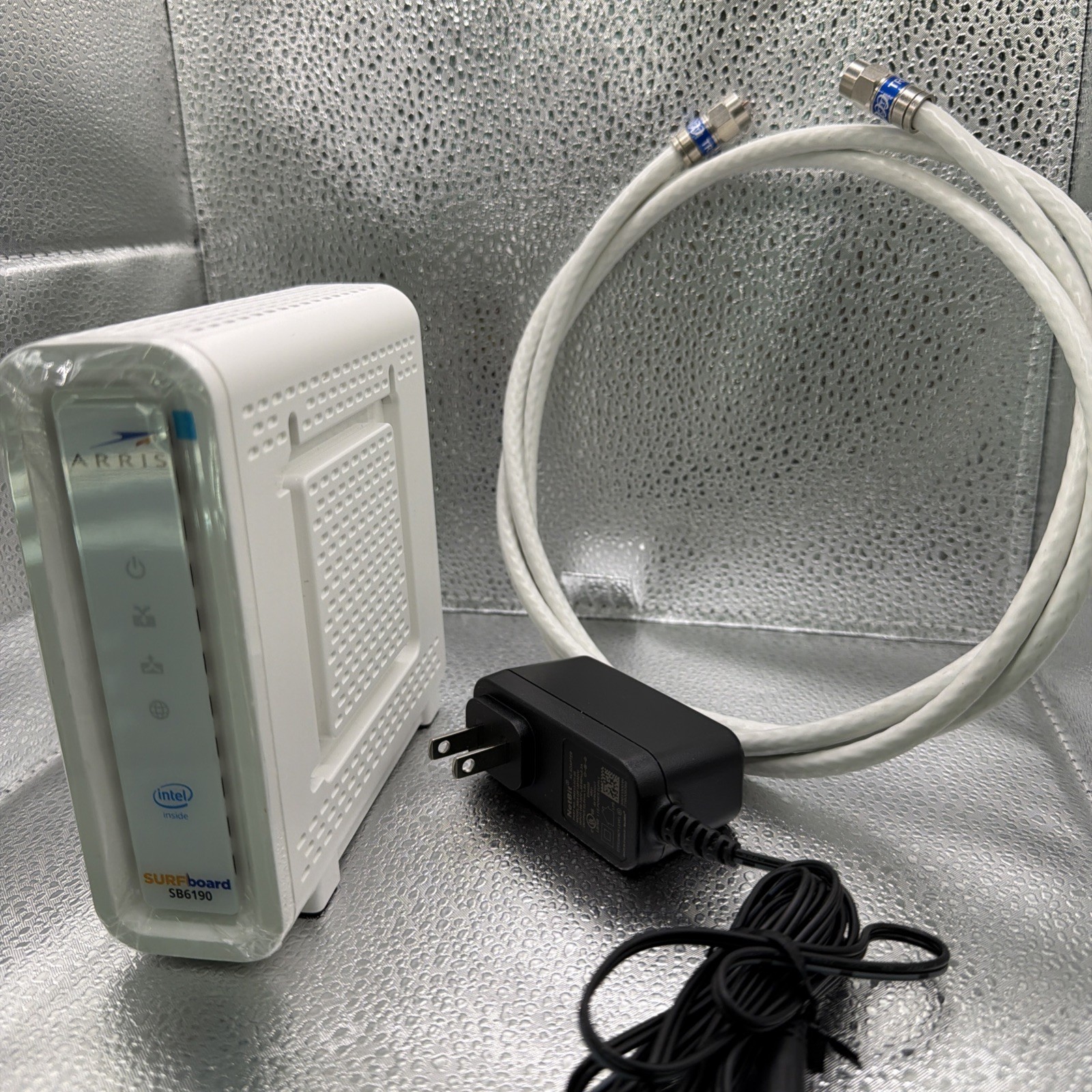 ARRIS SURFboard SB6190 DOCSIS 3.0 With Adapter And Co Axial Cable White
