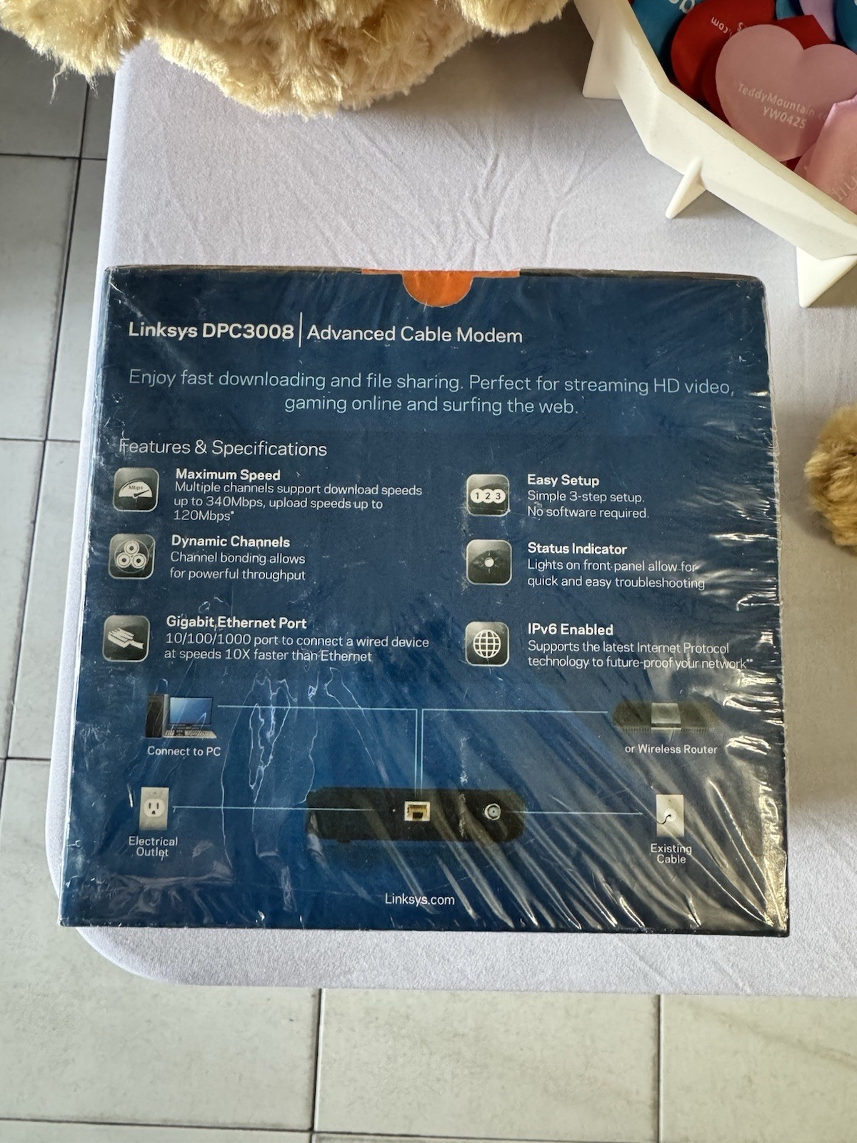 Linksys DPC3008-CC Cable Modem DOCSIS 3.0 340 Mbps Comcast Certified