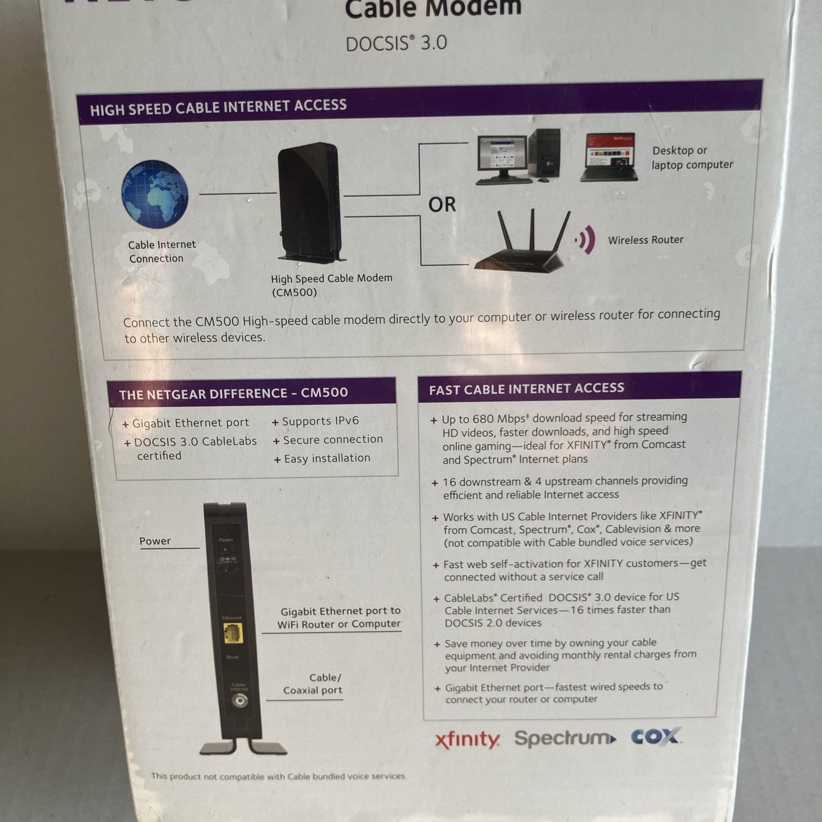 NEW Netgear High Speed Cable Modem Model CM500 – SEALED!