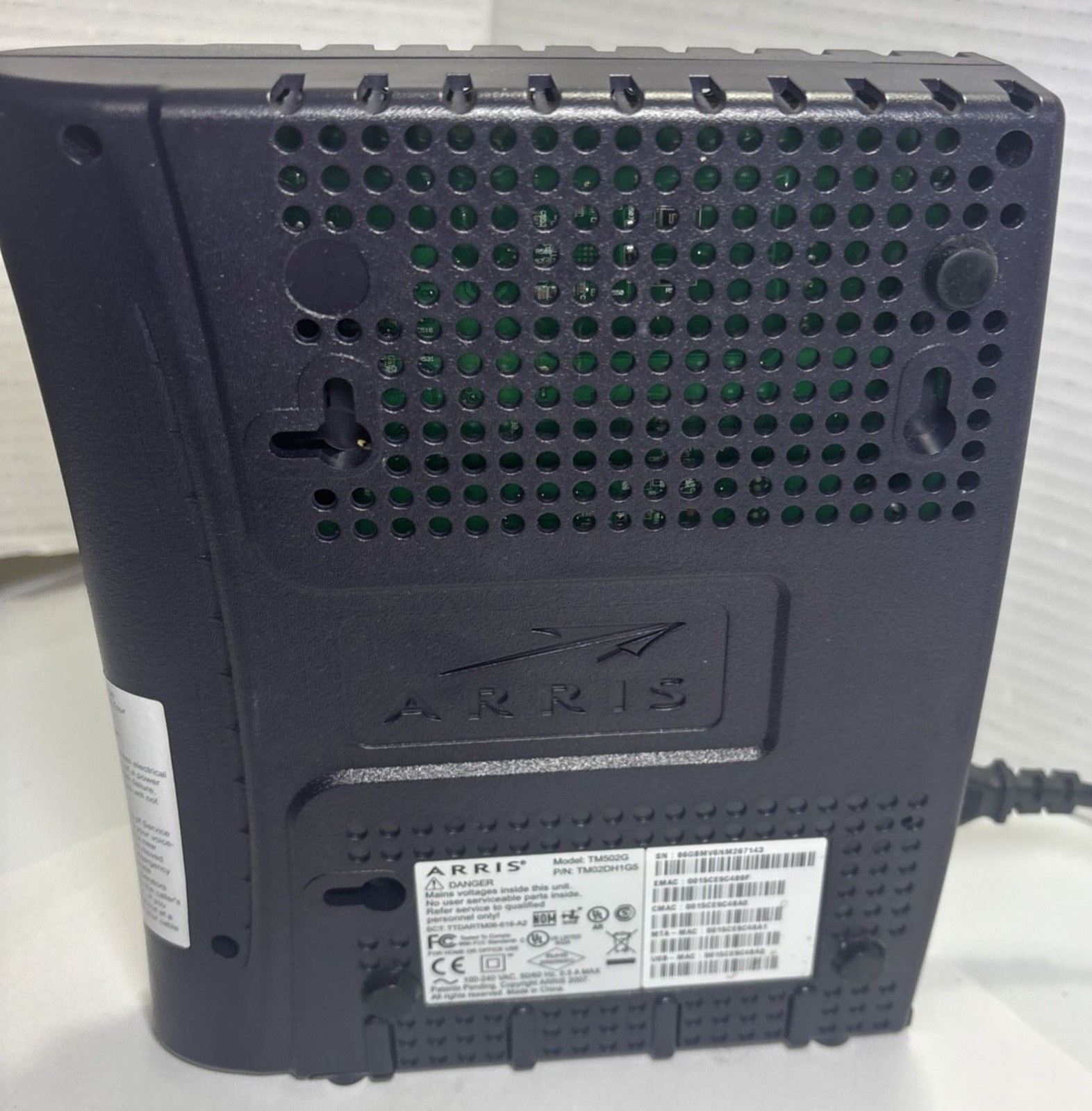 Arris TM502G Touchtone Telephony Modem TM502G w/ Power Adapter TM02DH105- Tested