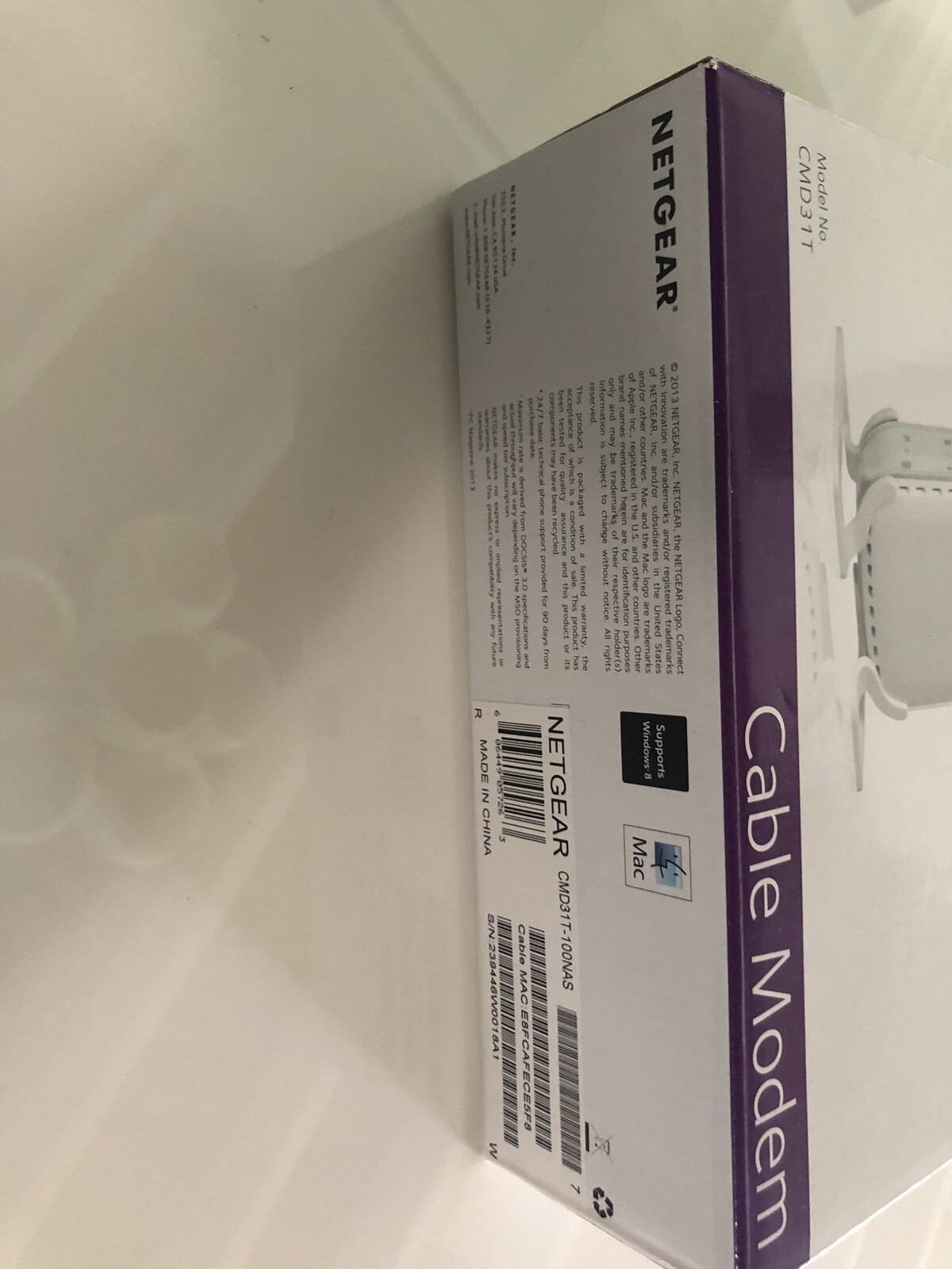 Netgear CMD31T High-Speed Cable Modem DOCSIS 3.0 Used in Original Box