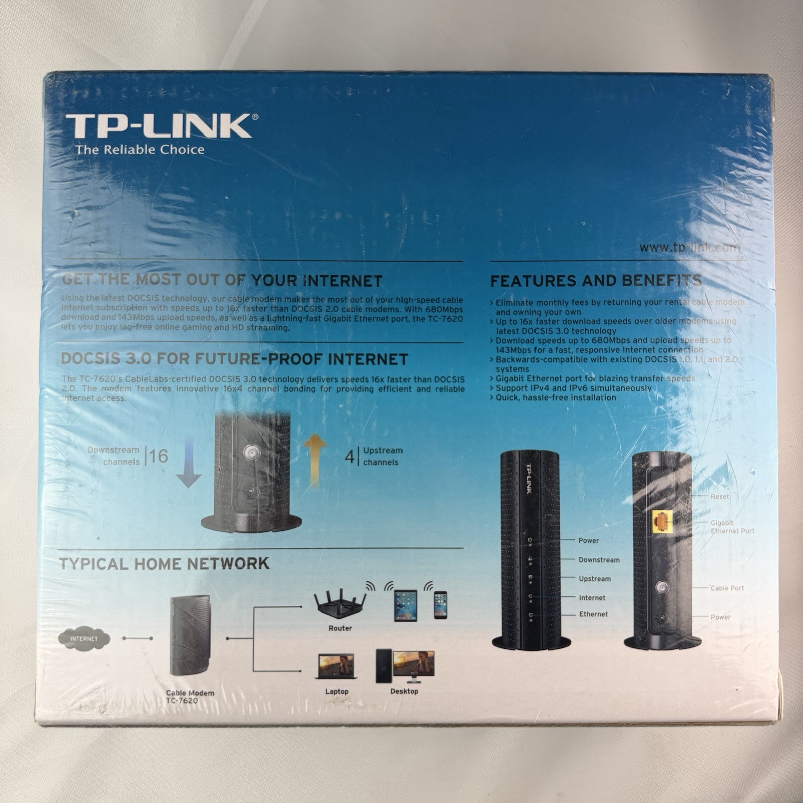 TP-Link TC-7610 DOCSIS 3.0 Cable Modem New Sealed Xfinity Comcast Time Warner