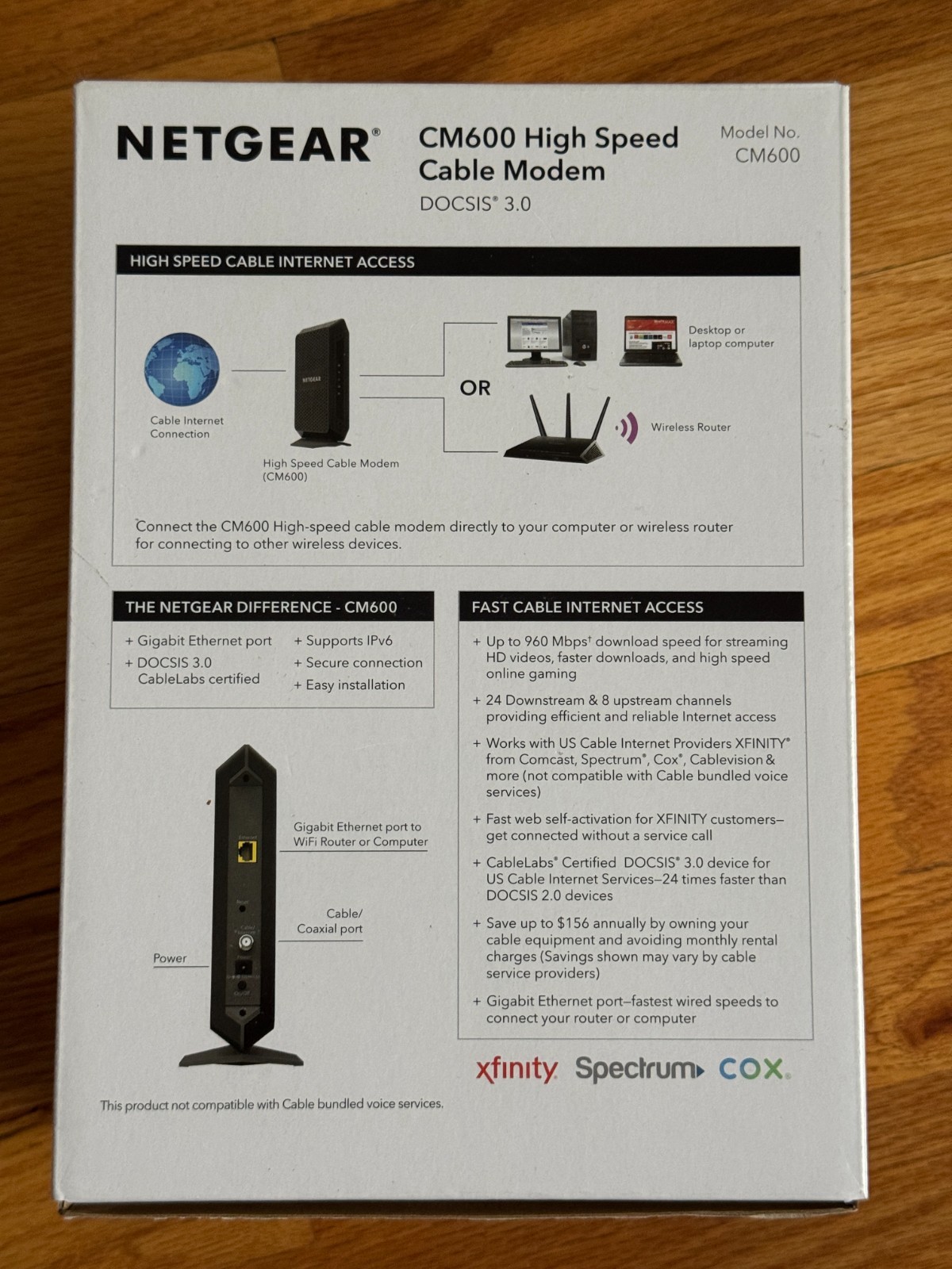 NETGEAR CM600-1AZNAS 960Mbps DOCSIS 3.0 Cable Modem