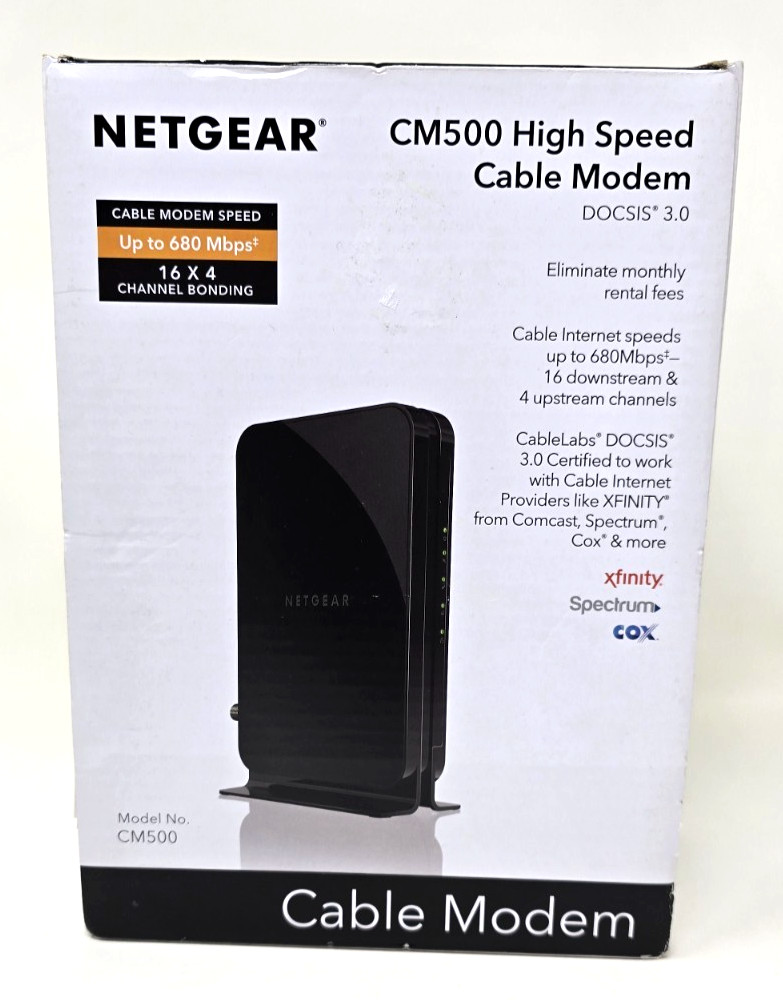 NetGear High Speed Cable Modem CM500 Quick Install Guide Power Adapter 680 Mpbs