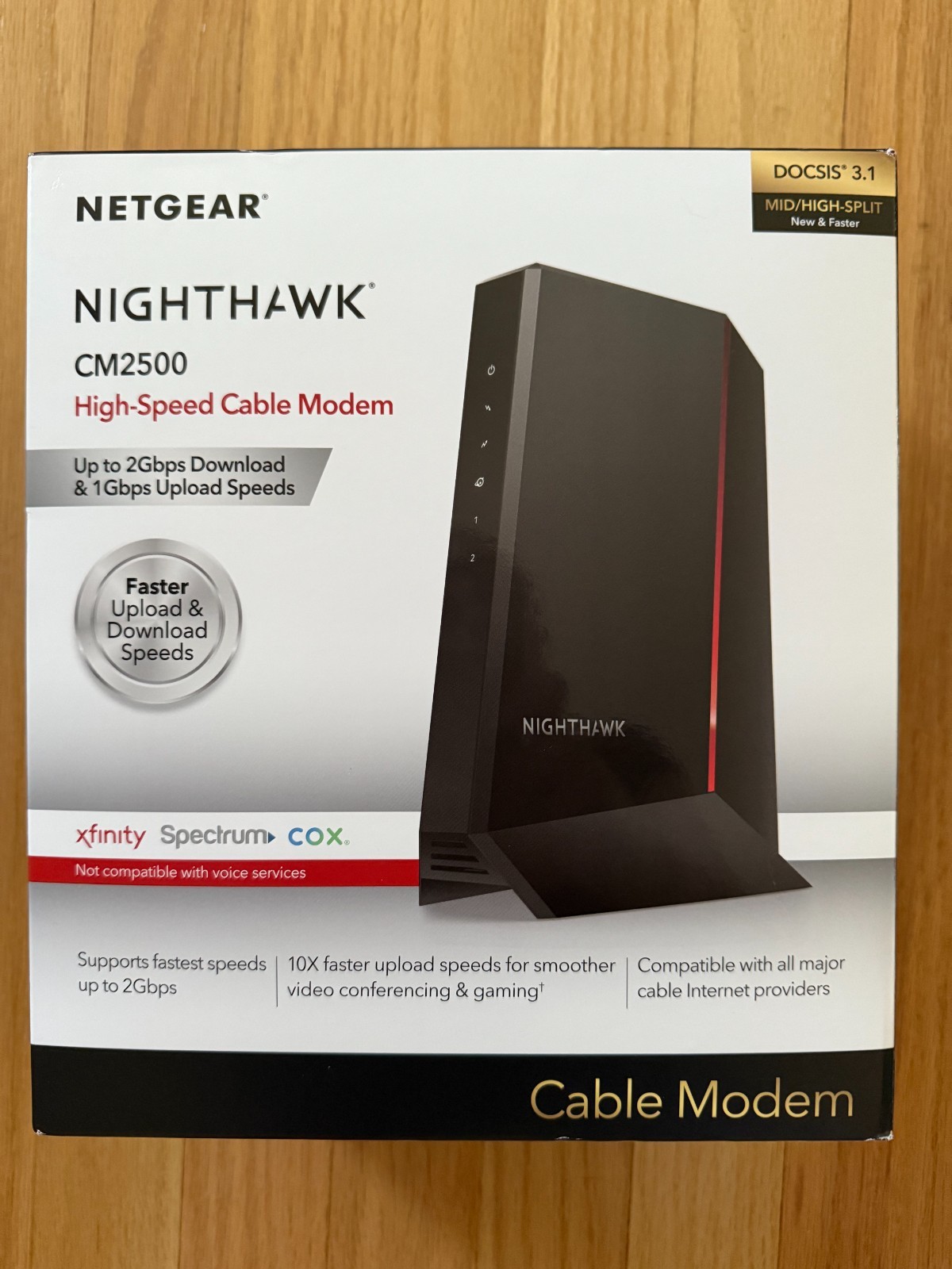 Used Nighthawk CM2500 Highspeed Cable modem w/ Link aggregation up to 2.5Gbps DL