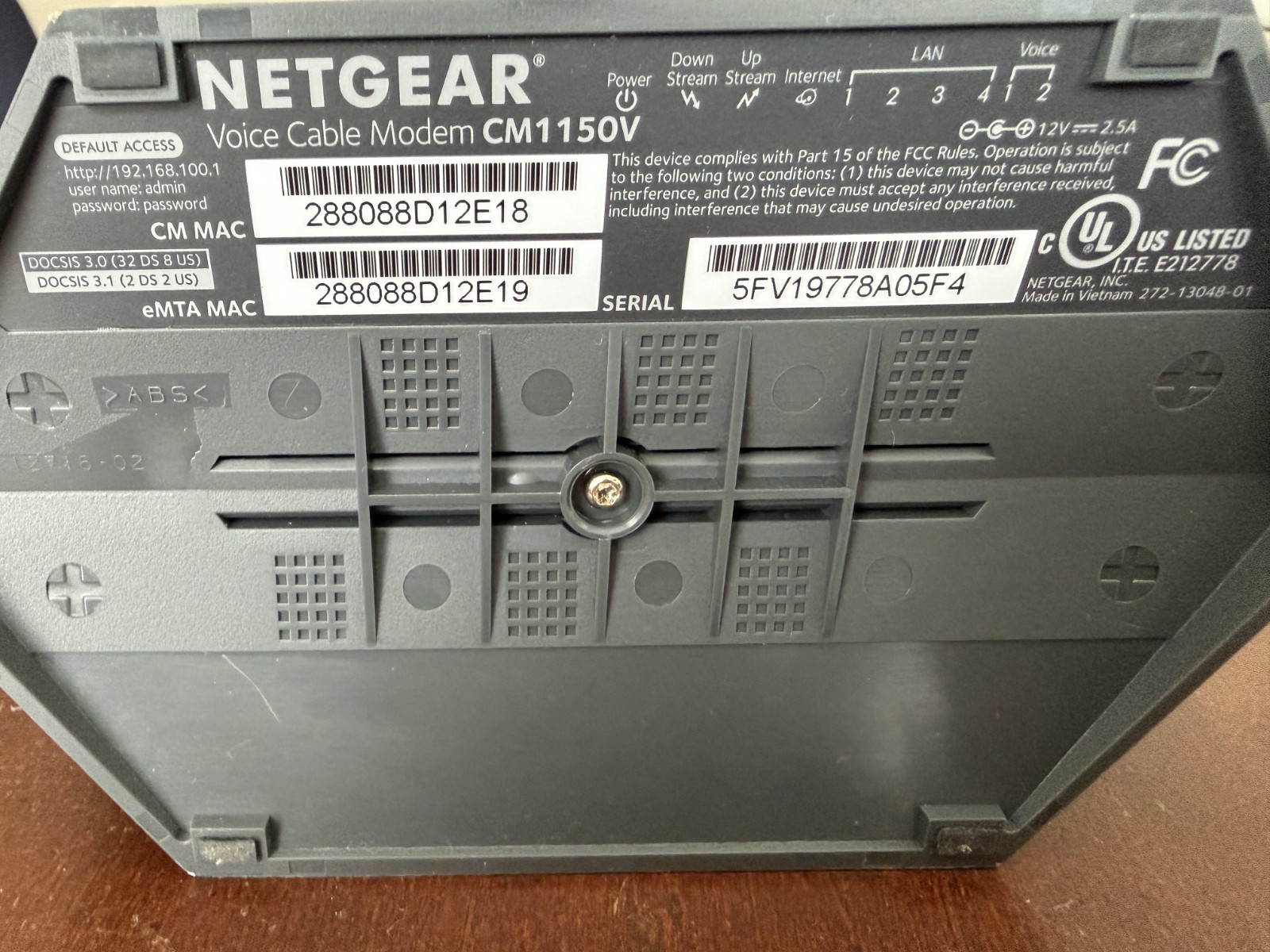 NETGEAR CM1150V Nighthawk Multi-Gig Speed Cable Modem for XFINITY Voice