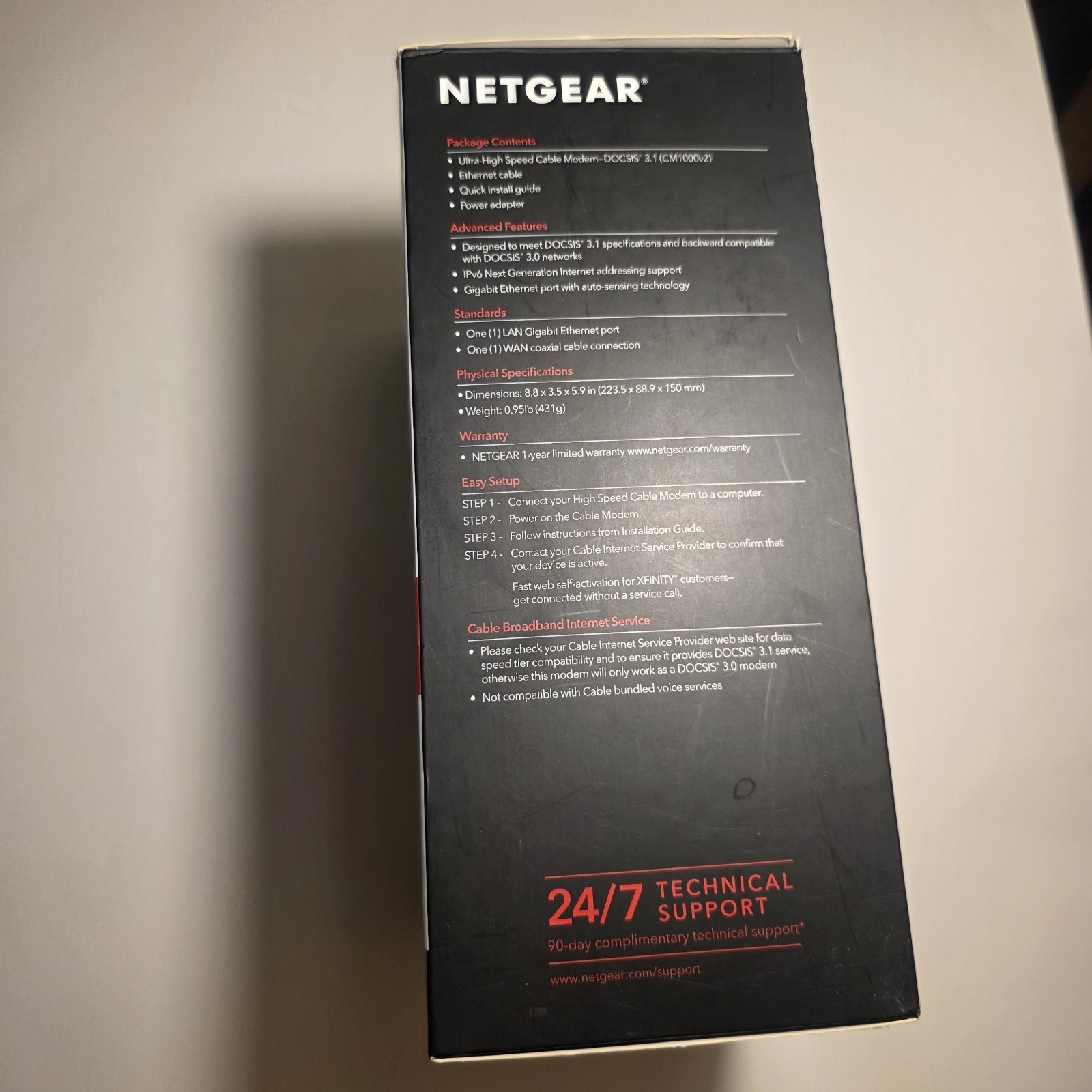 NETGEAR Cabel MODEM CM1000 ULTRA-HIGH SPEED DOCSIS 3.1 Fast Internet Gigabit New