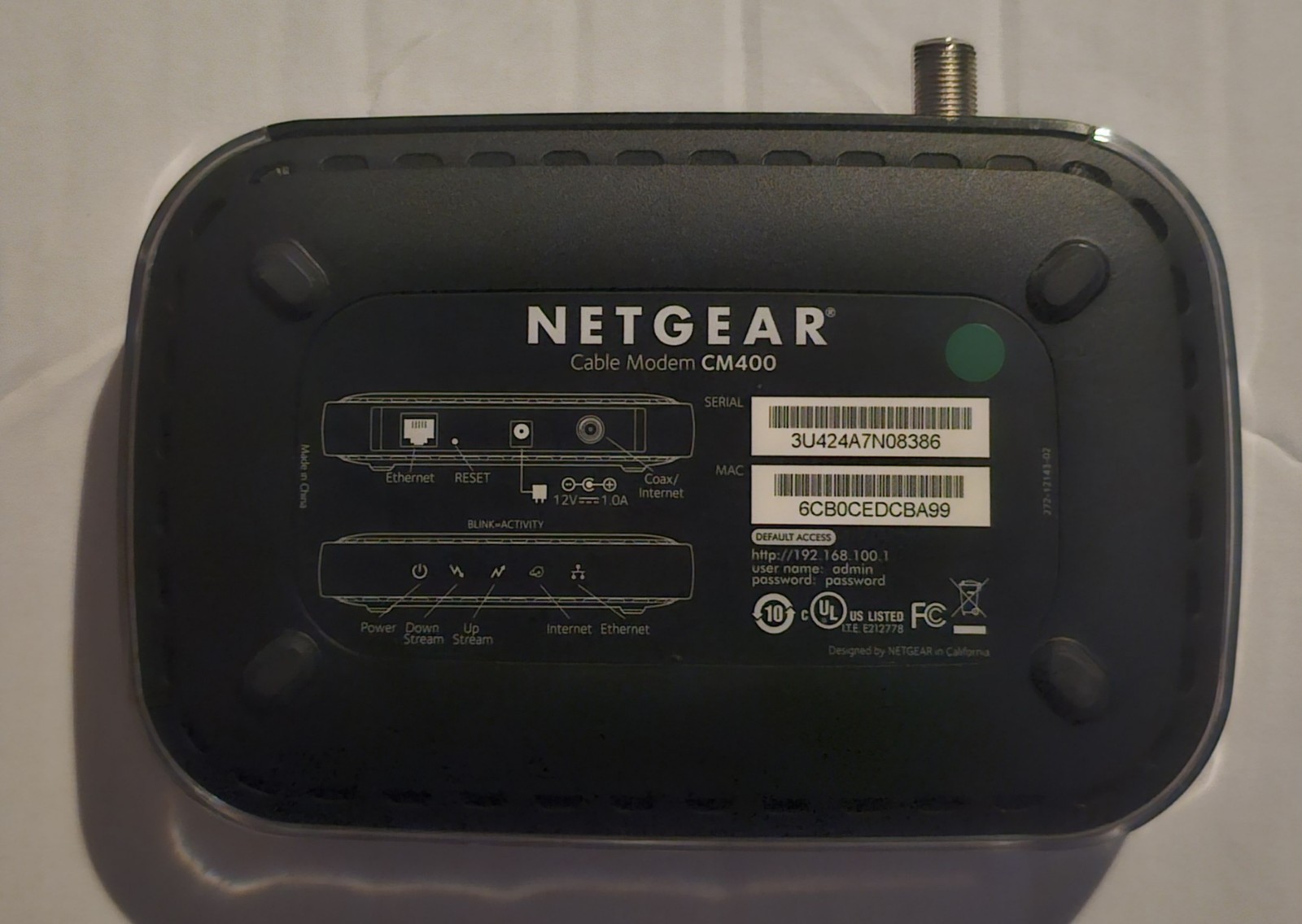 NETGEAR Cable Modem CM400 | For Cable Plans Up to 340 Mbps | DOCSIS 3.0