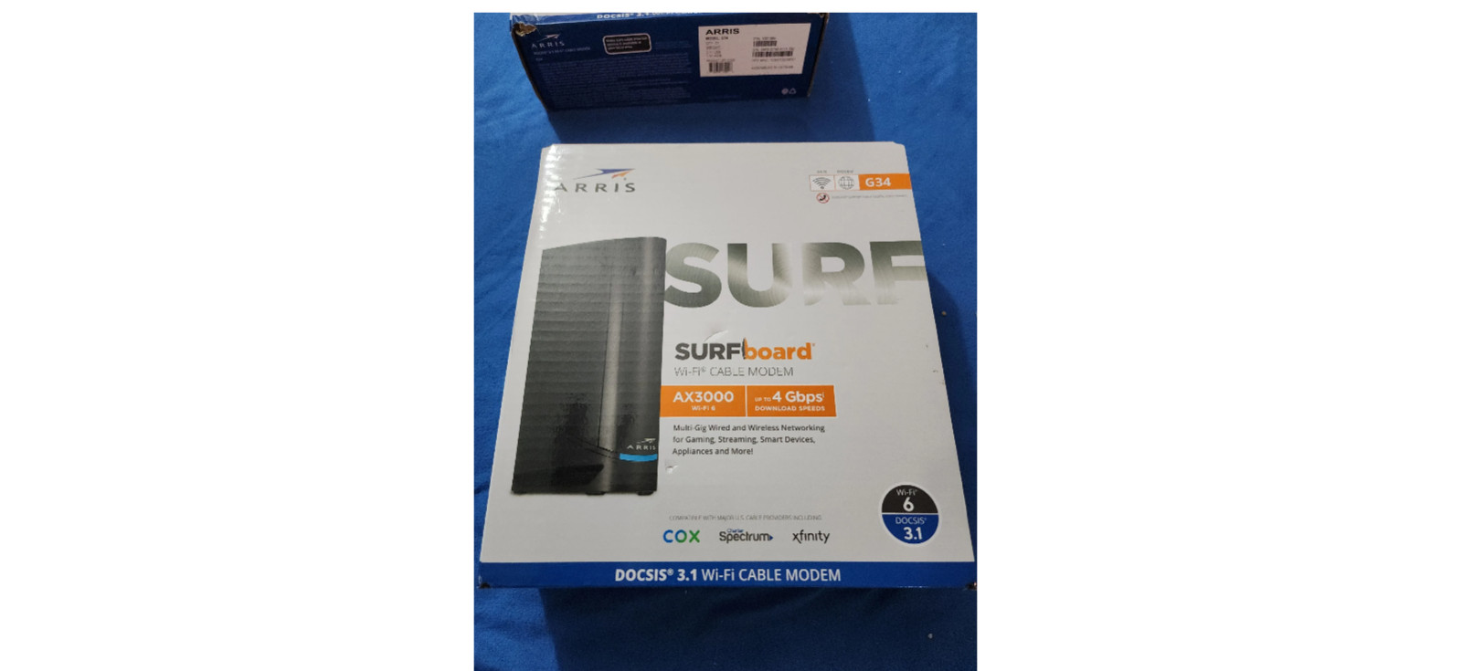 ARRIS Surfboard G34 DOCSIS 3.1 Gigabit Cable Modem & AX3000 Wi-Fi 6 Router