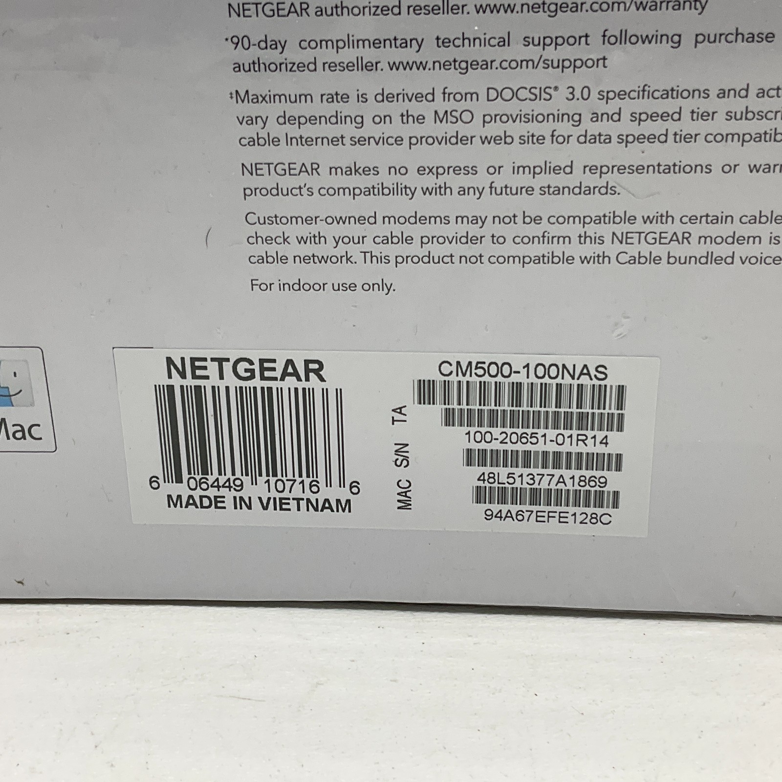 Netgear CM500 High Speed Cable Modem DOCSIS 3.0 NEW