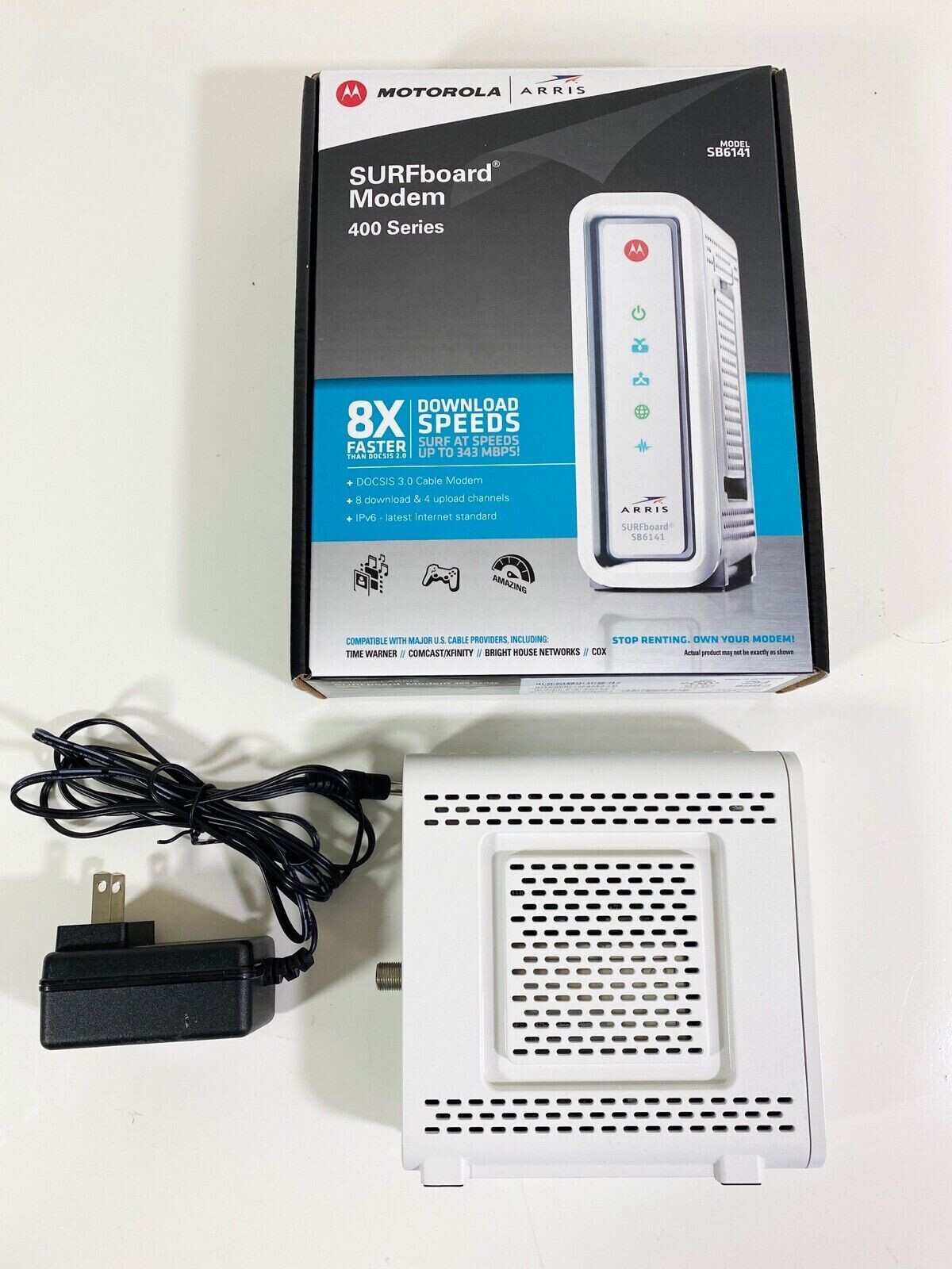 Motorola ARRIS SURFboard SB6141 DOCSIS 3.0 Cable Modem White (SEE PHOTOS)