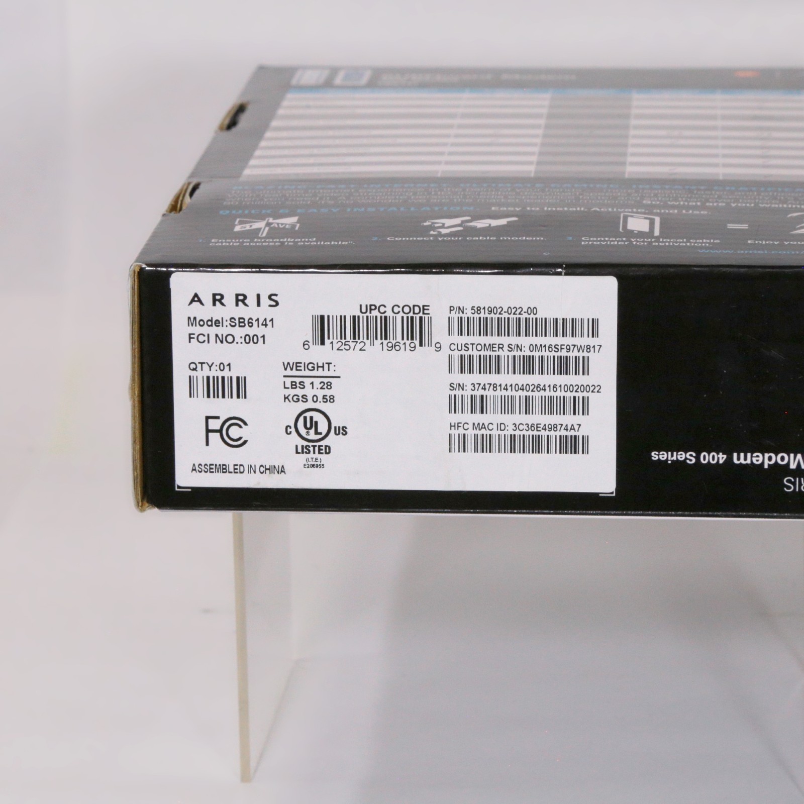 Motorola ARRIS SURFboard SB6141 Docsis 3.0 Cable Modem – ORIGINAL BOX
