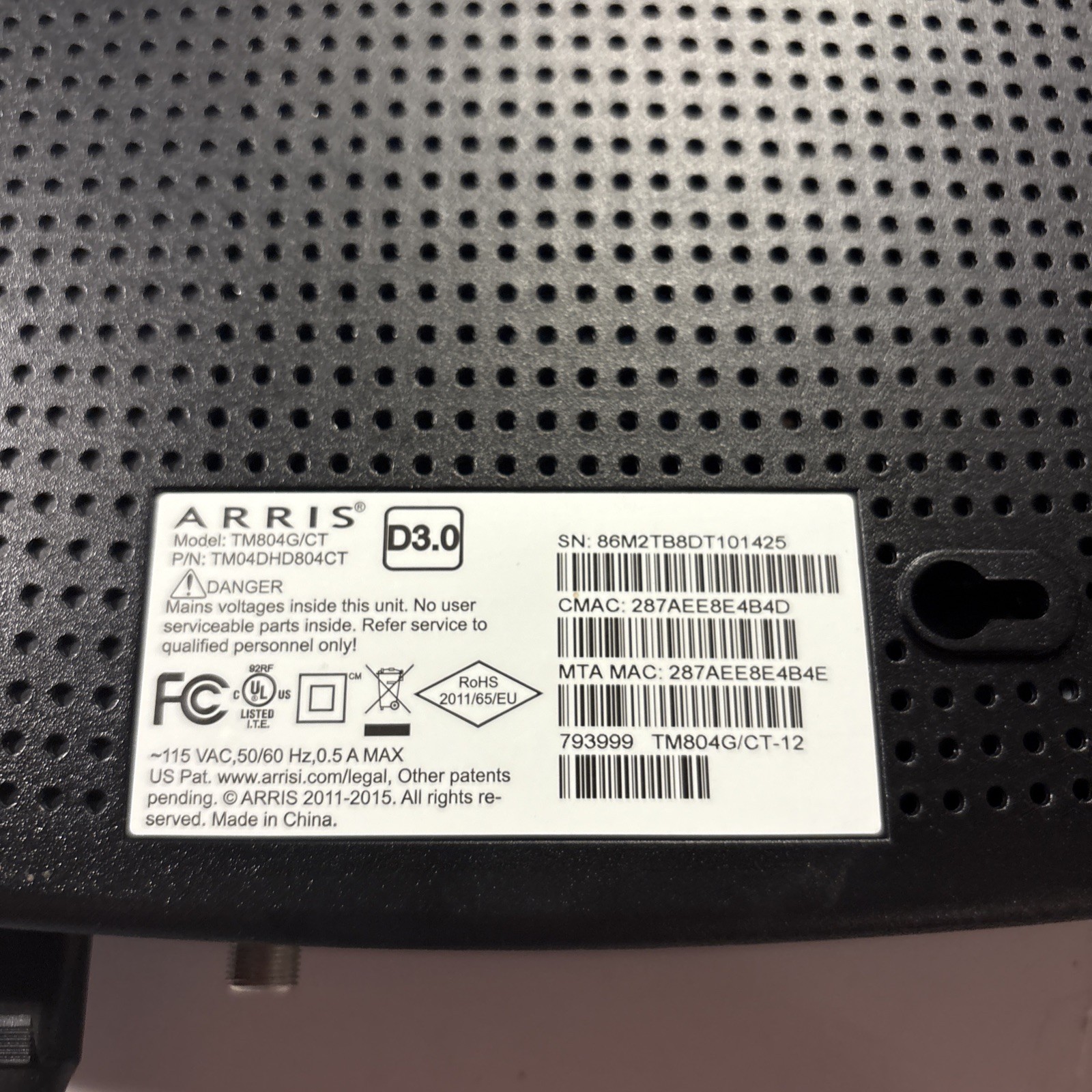 ARRIS Touchstone TM804G / CT DOCSIS 3.0 Internet & Telephone Telephony Modem