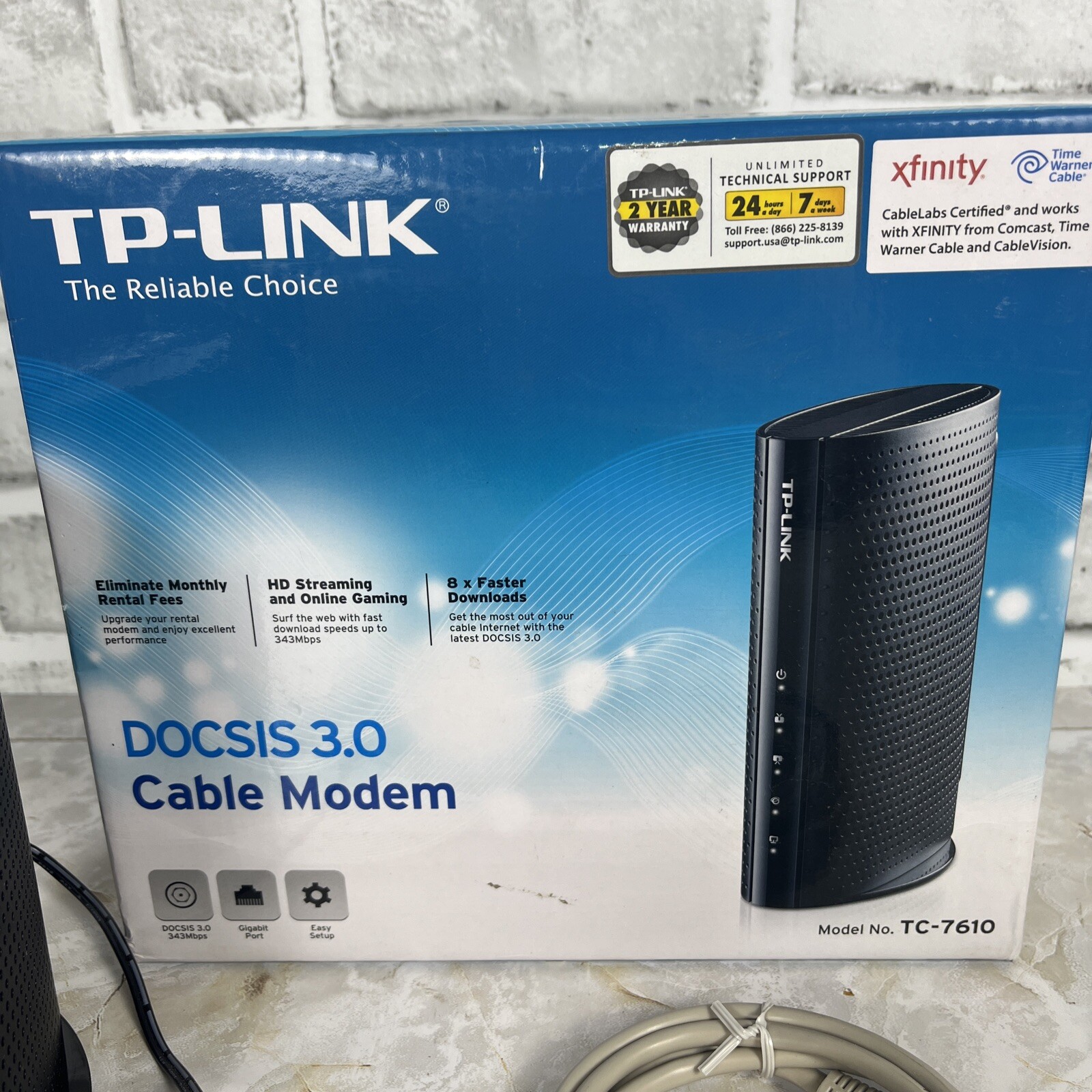 TP-Link TC-7610 DOCSIS 3.0 High Speed Cable Modem Max 343 Mbps Xfinity Comcast