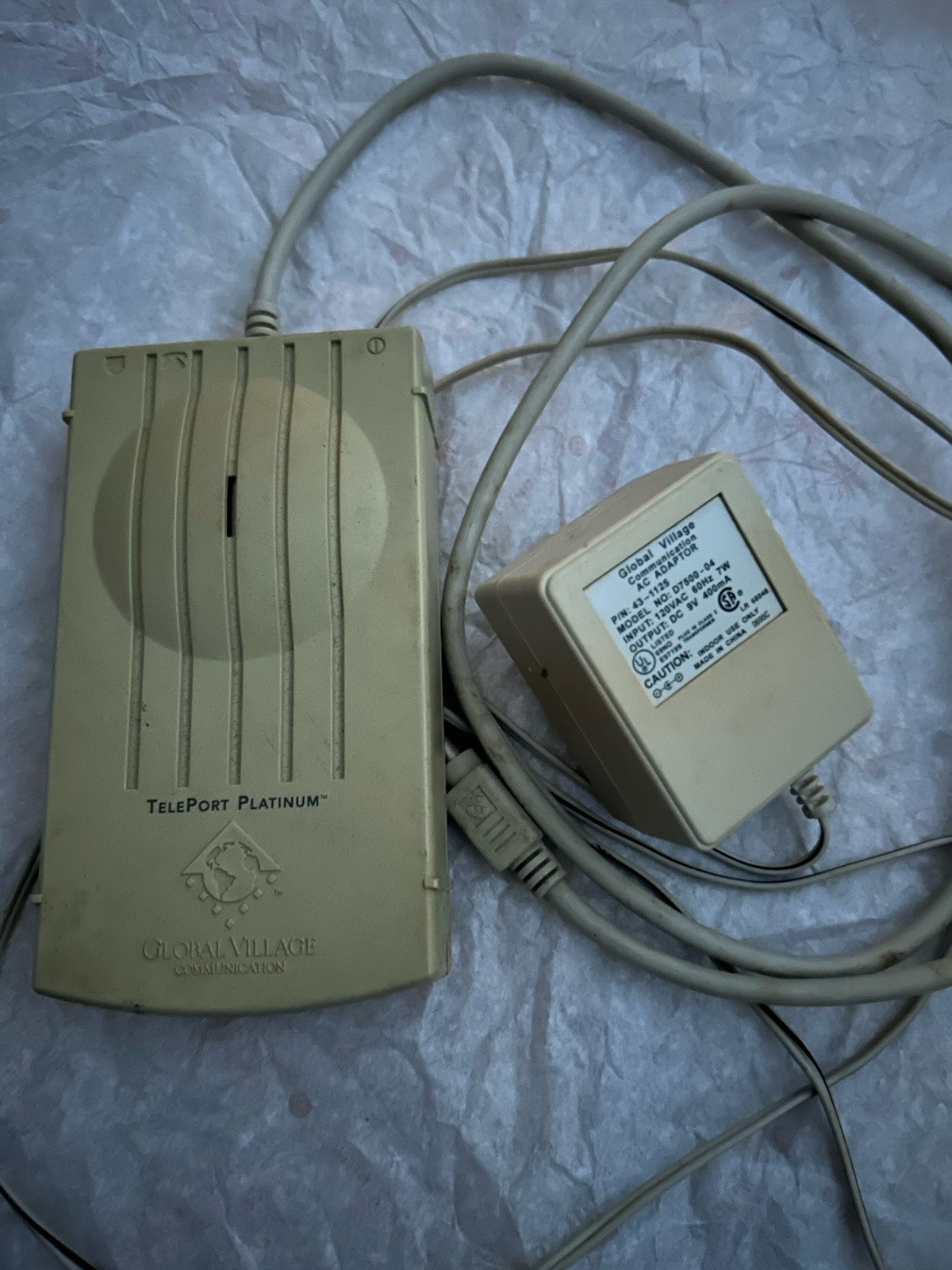 Global Village PL510P TelePort Gold II Modem for Performa Macintosh + adapter