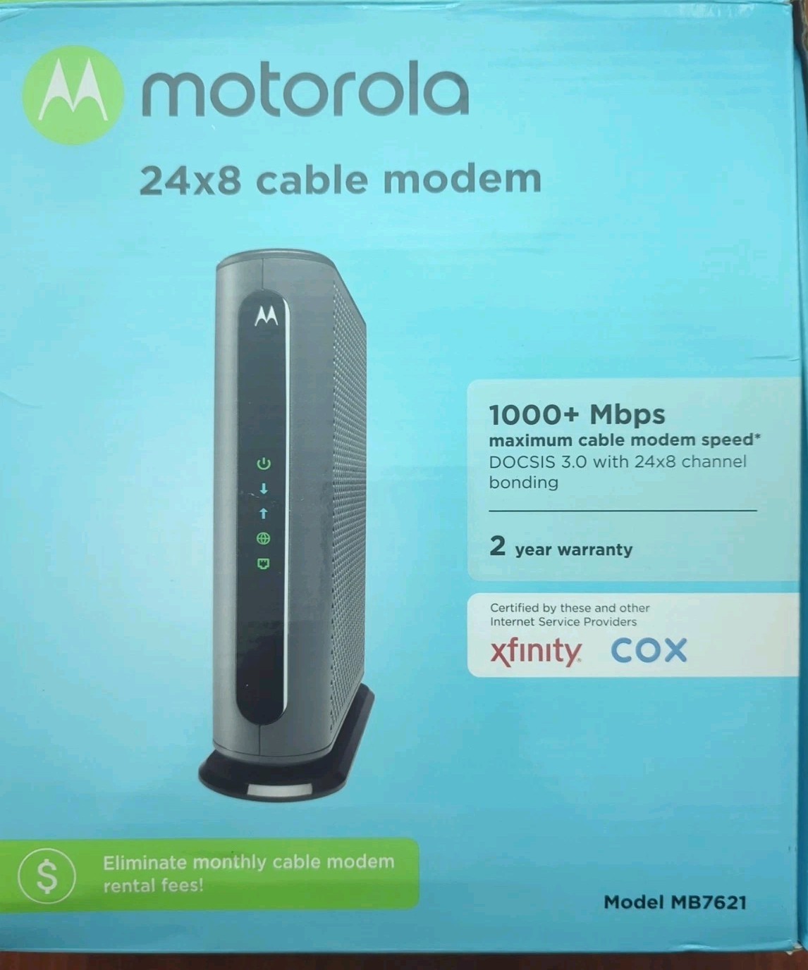 Motorola MB7621 DOCSIS 3.04×8 channel bonding Cable Modem (1000 Mbps)