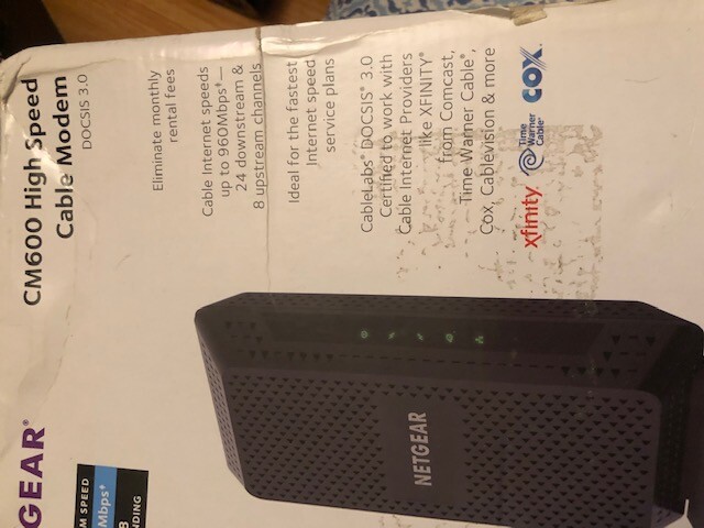 NETGEAR CM600 HIGH SPEED CABLE MODEM DOCSIS 3.0 XFINITY SUPPORT