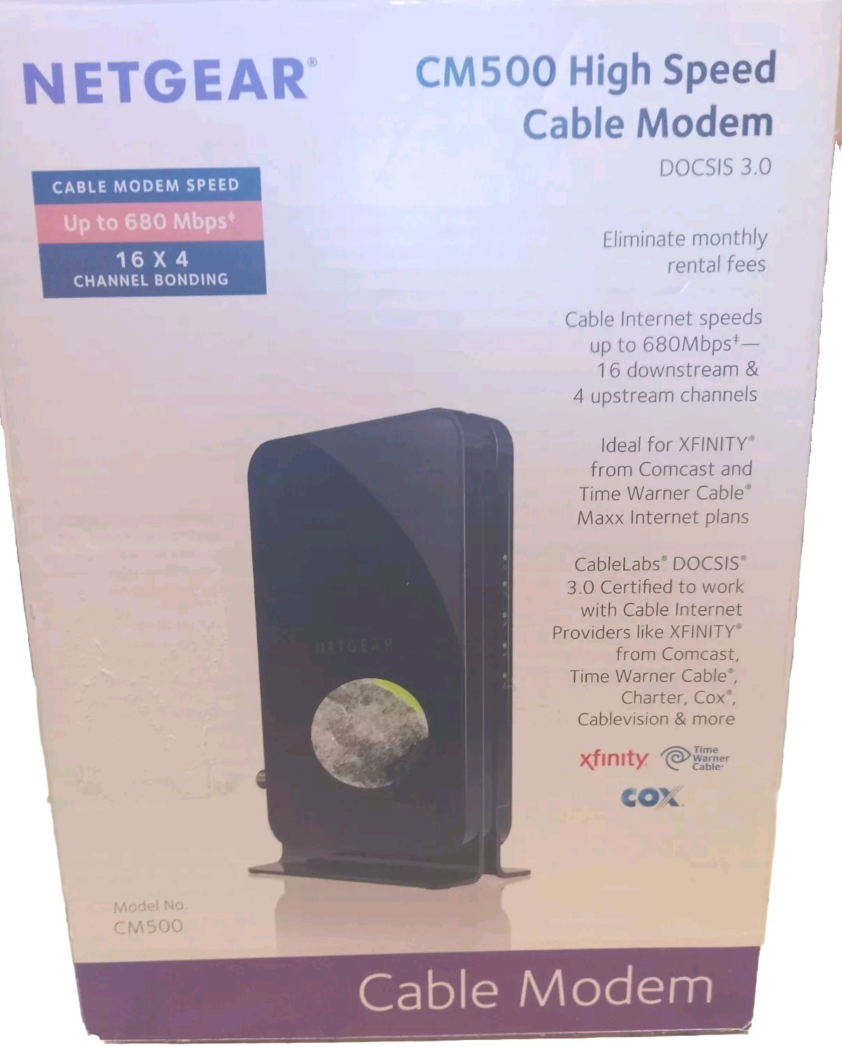 Netgear CM500 high speed cable modem Pre-owned Missing Ethernet Cable