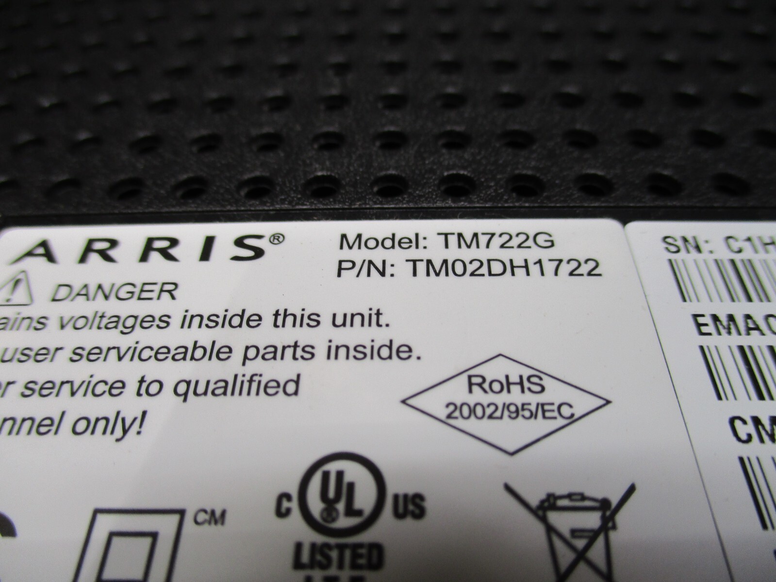 Arris TM722G Modem DOCSIS 3.0 Reverse Compatability – NO Power Cord