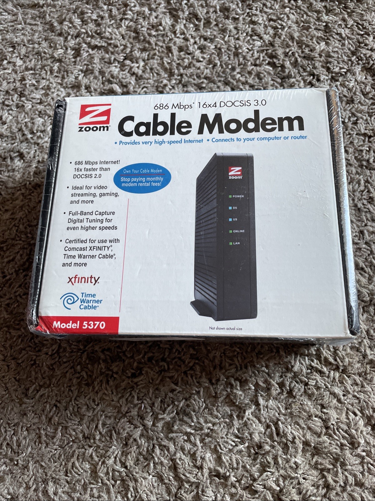 ZOOM Cable Modem Model 5370: 686 Mbps* 16×4 DOCSIS 3.0 Tested