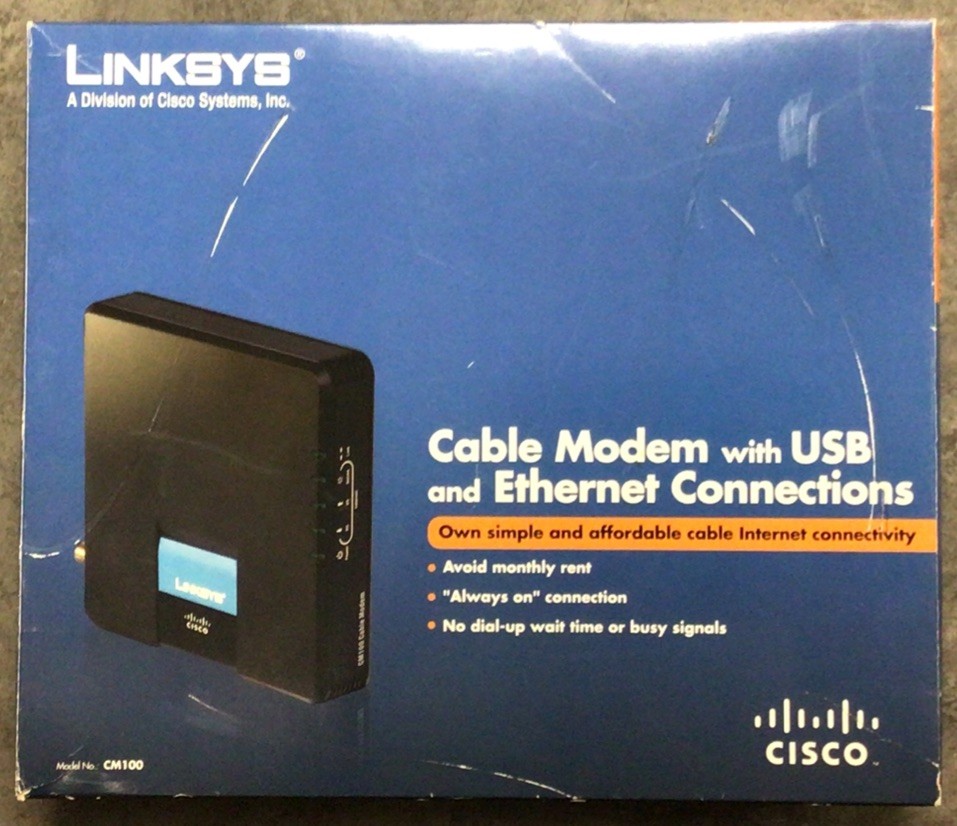 Linksys CM100 Cable Modem Usb And Ethernet 100 Mbps Internet