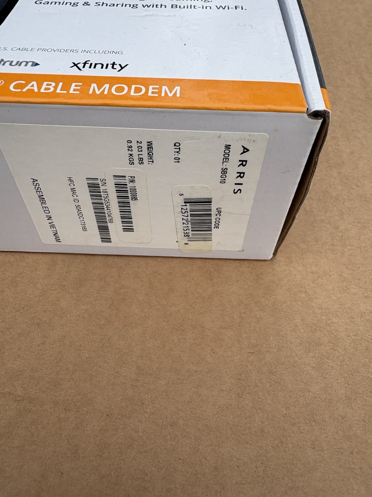 ARRIS SURFboard SBG10 DOCSIS 3.0 Cable Modem AC1600 Dual Band Wi-Fi Router – NEW