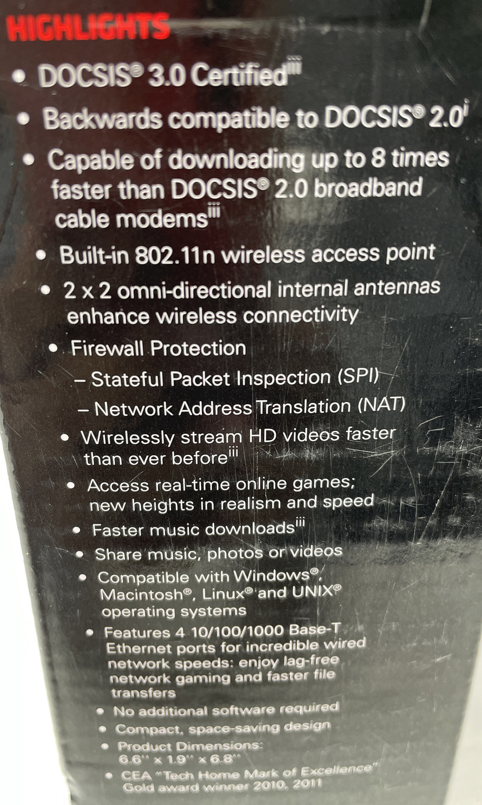 Motorola Arris Surfboard Modem/WiFi Router N300 Dual Band Model SBG6580