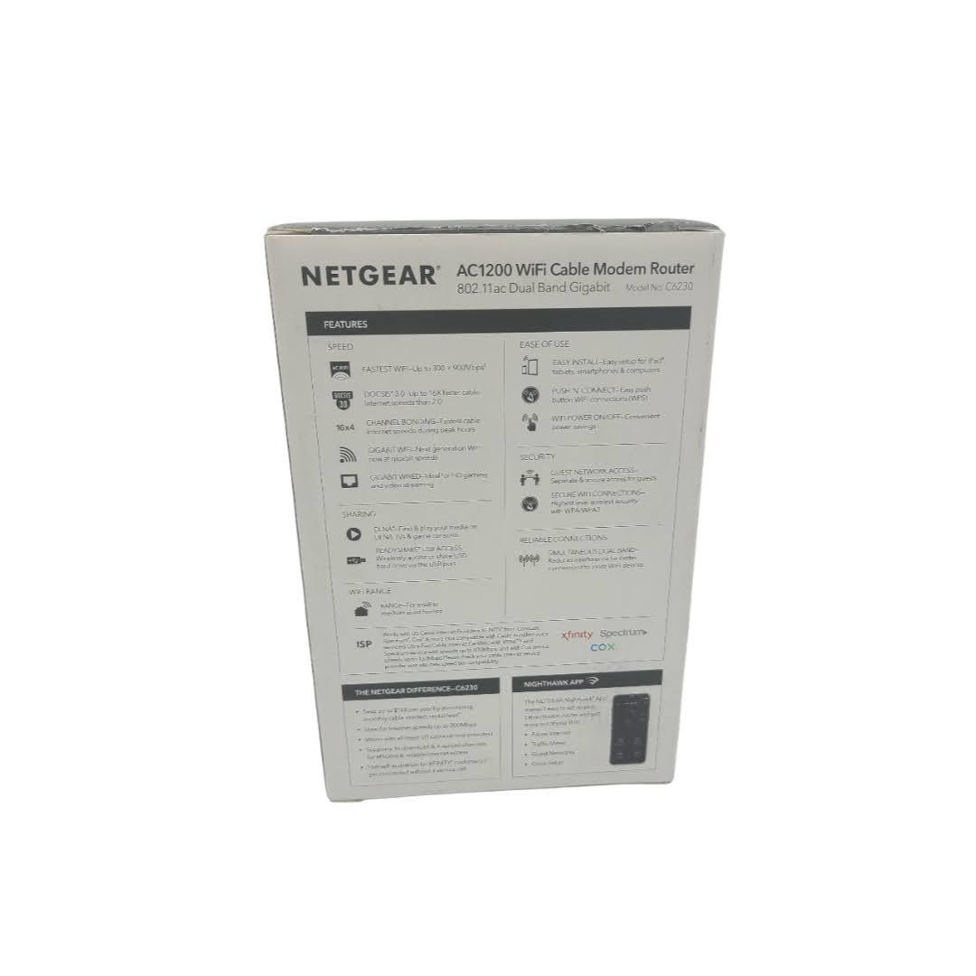 NETGEAR Cable Modem Built-in WiFi Router (C6230)-AC1200 WiFi Speed DOCSIS*READ*