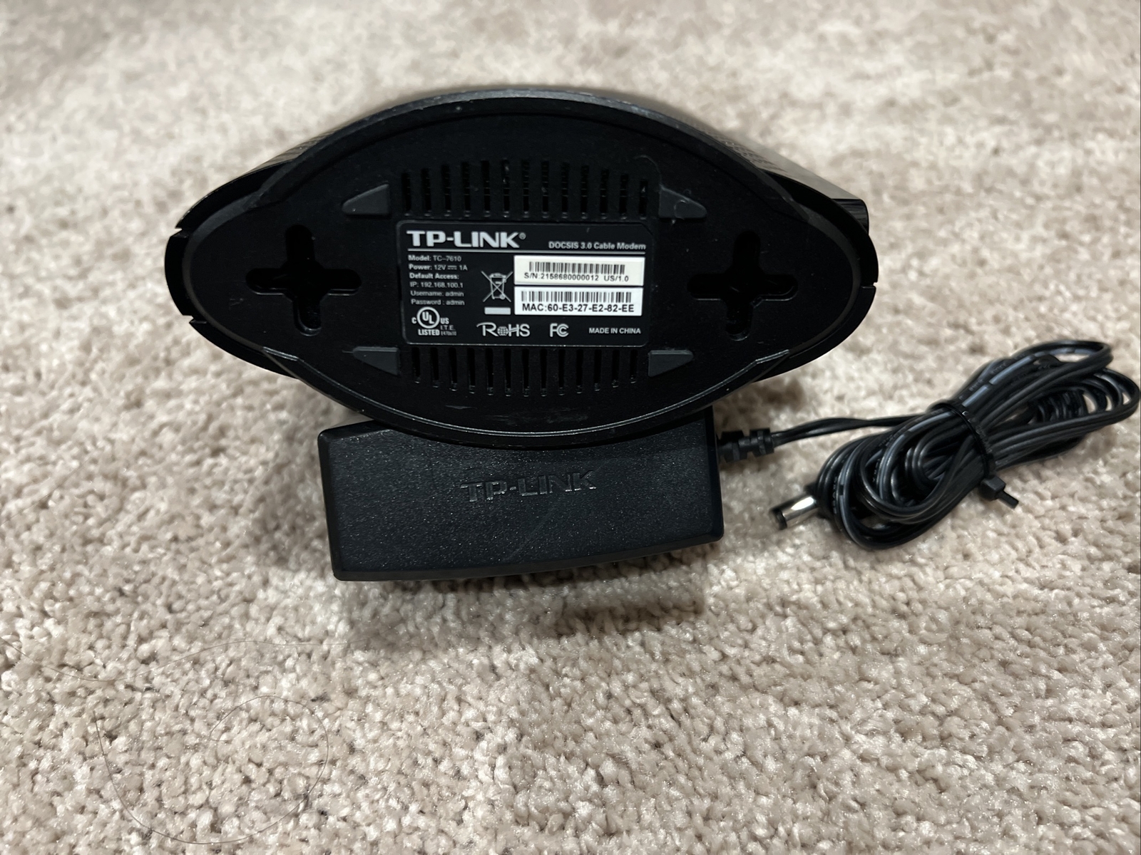 TP Link TC 7610 Docsis 3.0 Cable Modem – XFinity / Comcast / Time Warner