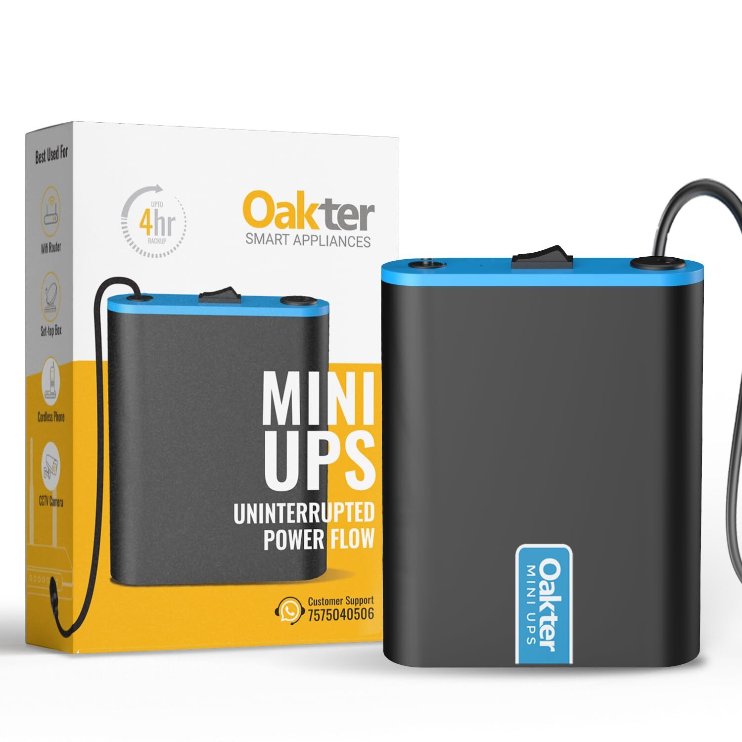 Oakter Mini UPS for 12V WiFi Router Broadband Modem | Backup Upto 4 Hours |