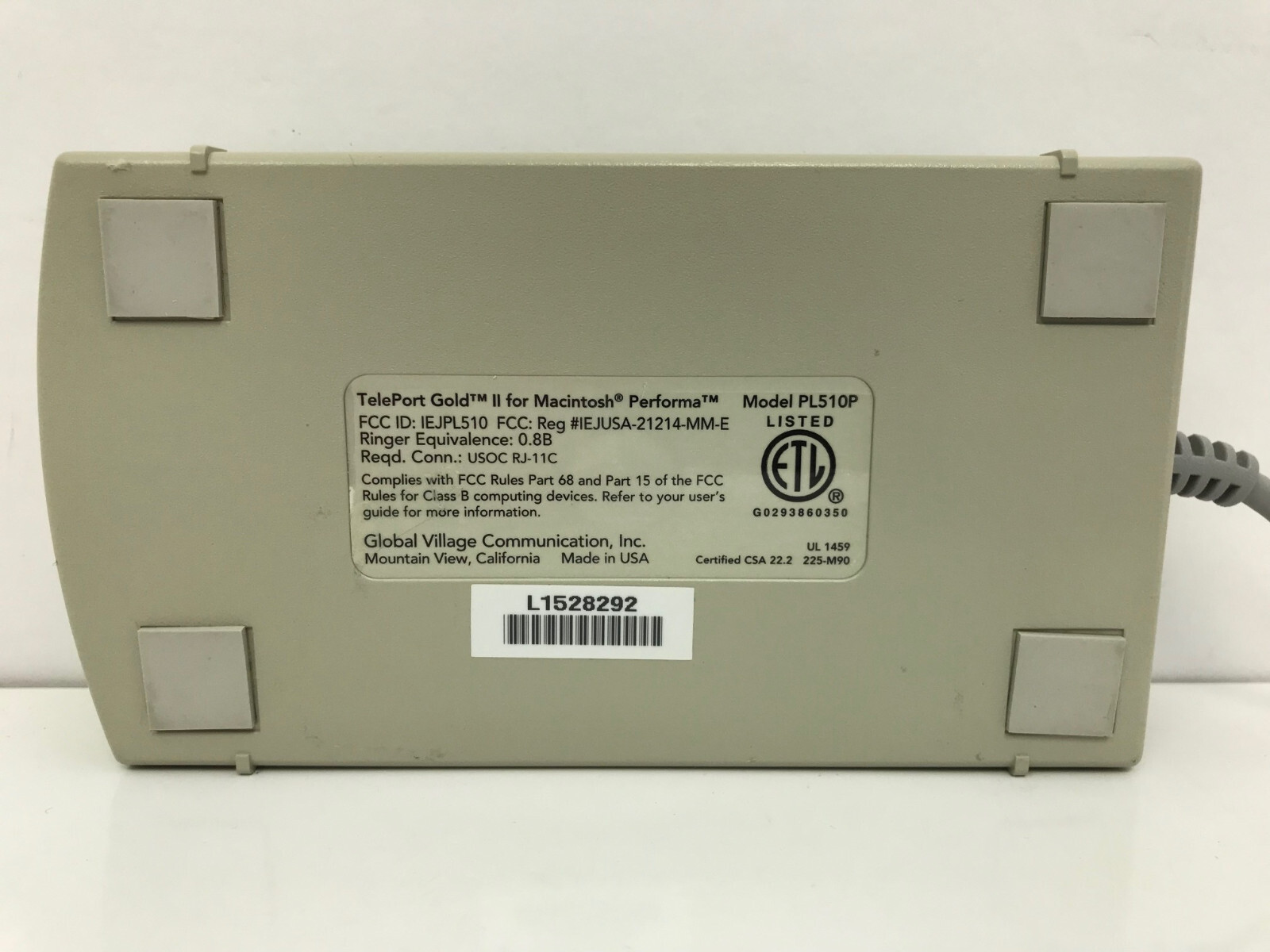 GLOBAL VILLAGE PL510P TELEPORT GOLD II FOR MACINTOSH PERFORMA WITH WARRANTY