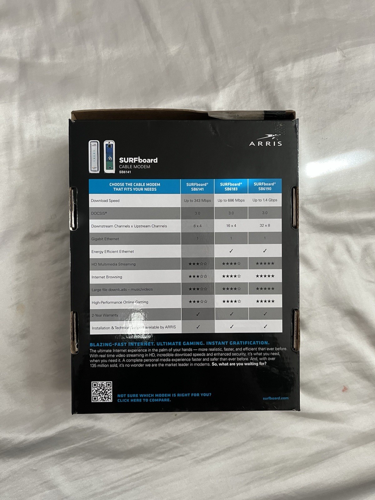 Unlocked Arris SB6141 DOCSIS 3.0 Cable Modem – Works with Xfinity, Spectrum, Cox