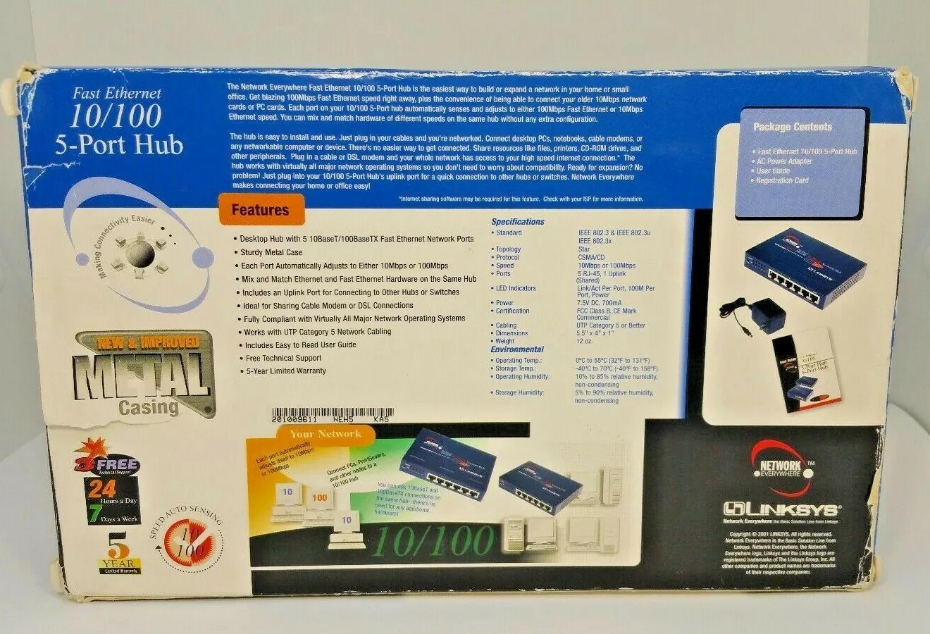 Modem LINKSYS Fast ethernet 10/100 NH1005/NH1005 RQAUS1 5 Port Hub.