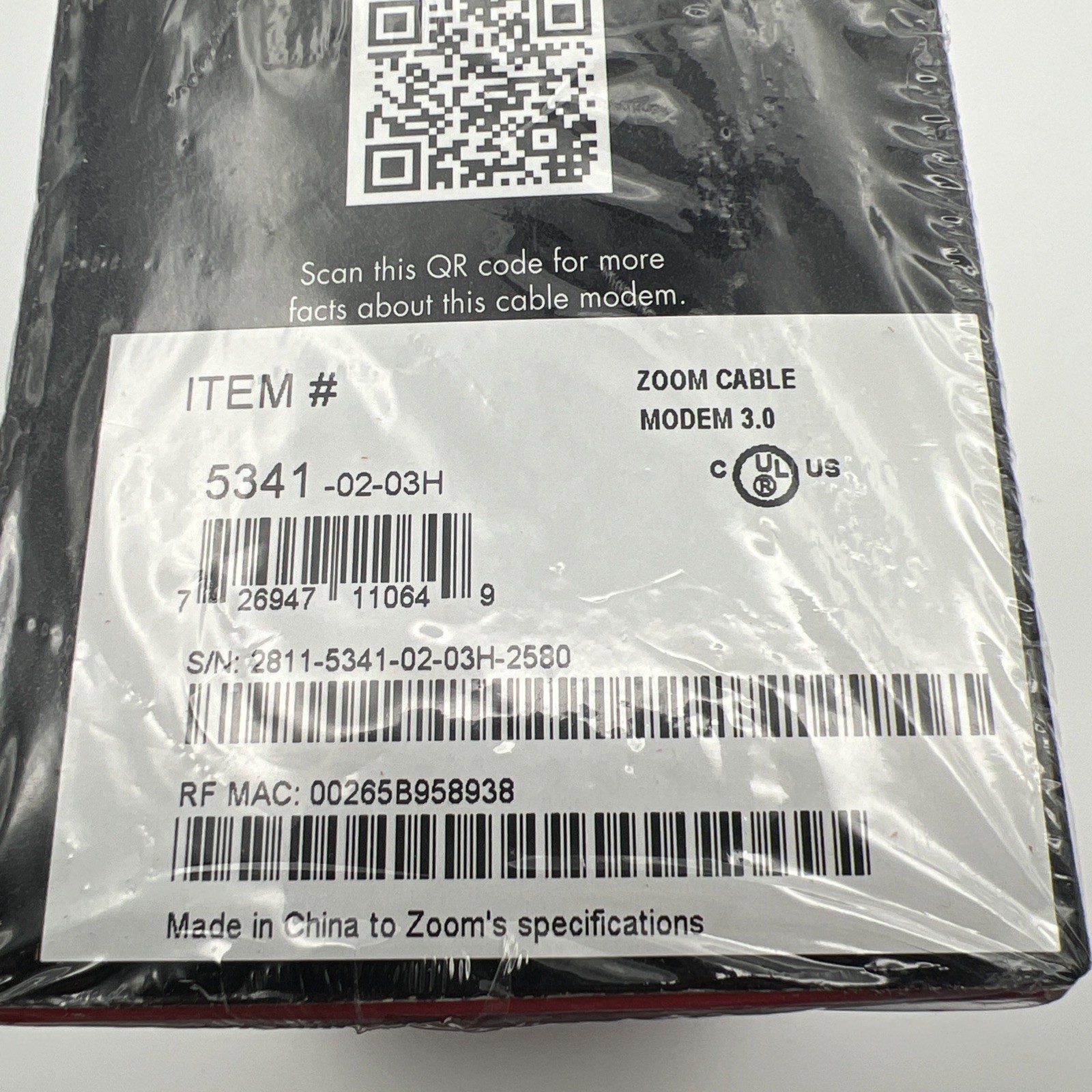 New Sealed Zoom Cable Modem Docsis 3.0 172 Mbps Speed – Model 5341-02-03H