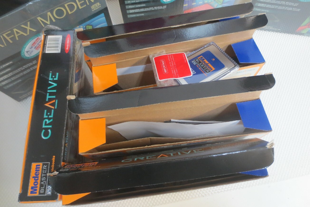 Lot of 11 New in original box Vintage Modems Creative U.S Robotics NoteWorthy