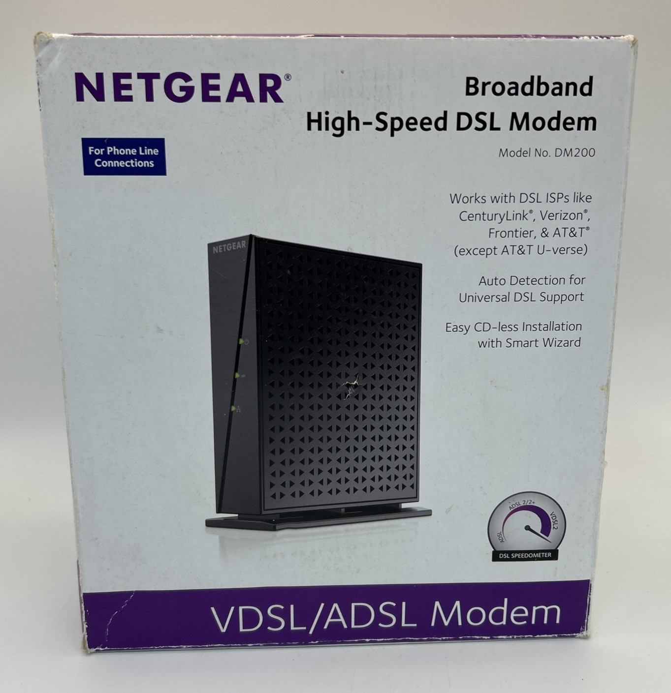 NETGEAR DM200-100NAS DSL Modem Router ADSL Dual-Band – Used With POWER SUPPLY