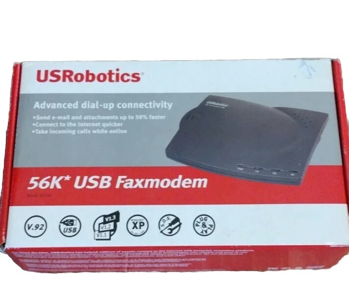 USRobotics USR5633B 56 Kbps Modem 56K USB V.92 Faxmodem New Open Box Complete