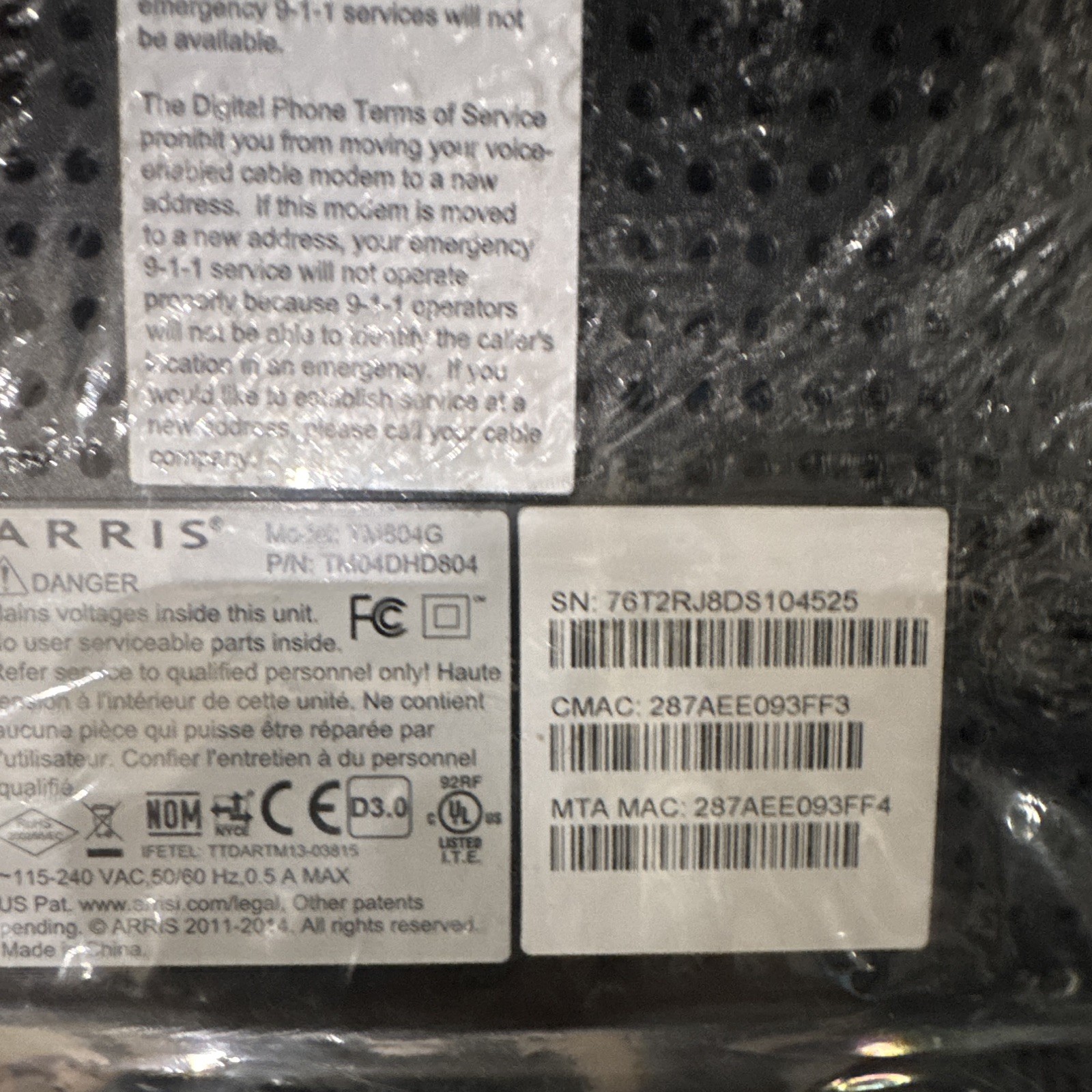 ARRIS TM804G TOUCHSTONE BLACK MODEM TM04DHD804 LOT OF 2 brand NEW