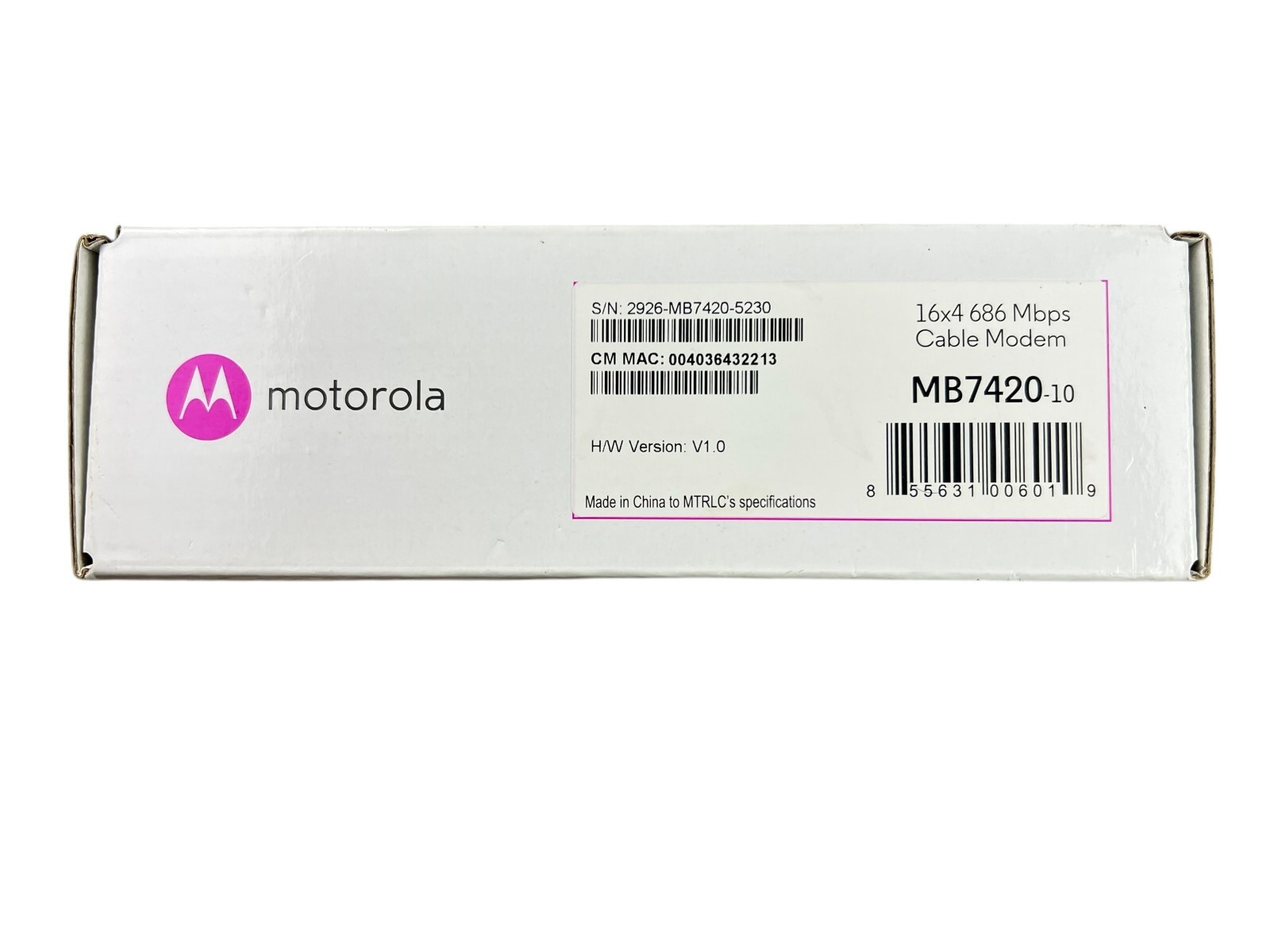 Motorola MB742010 686mbps DOCSIS 3.0 Cable Modem New Open Box