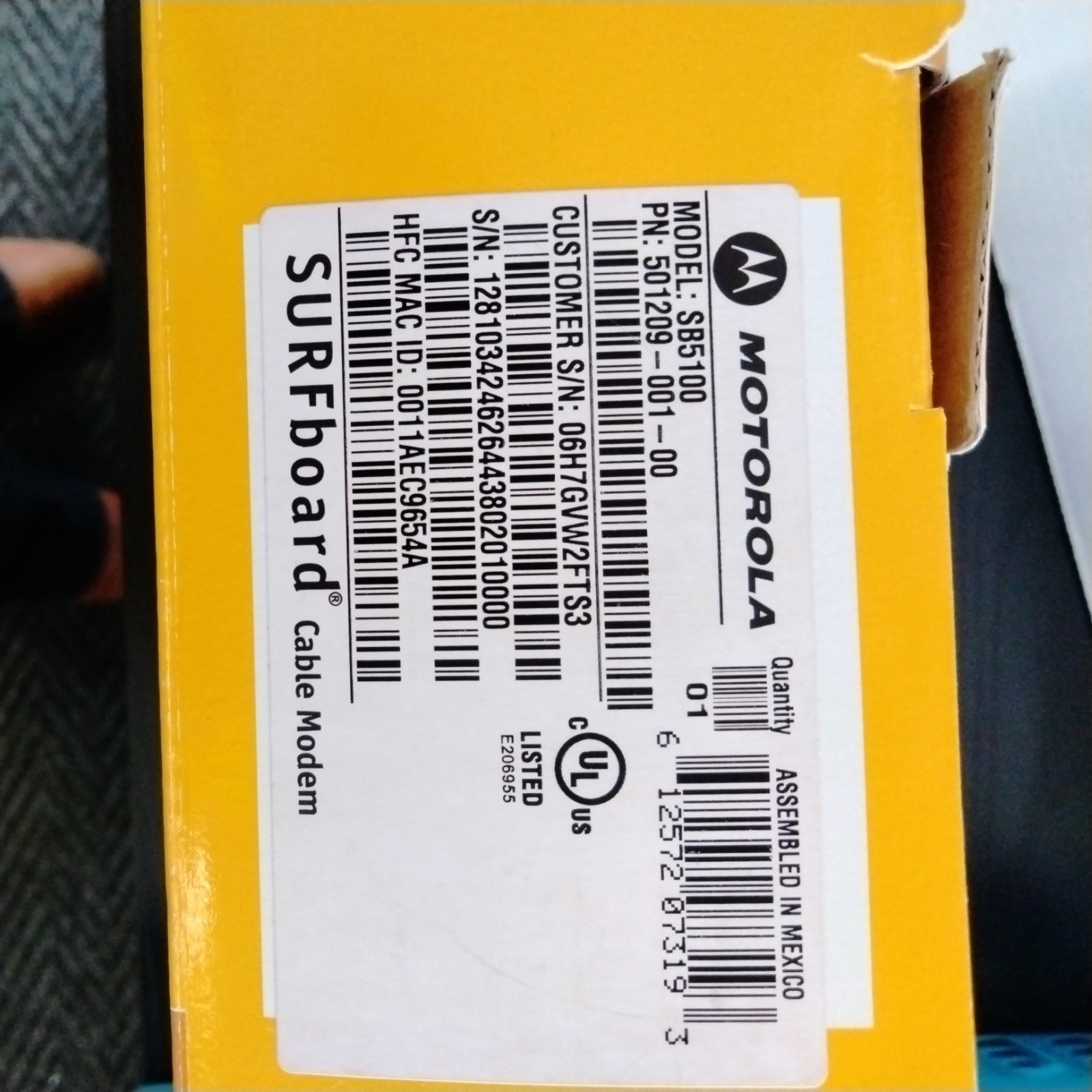 MOTOROLA Surfboard CABLE MODEM Model SB5100